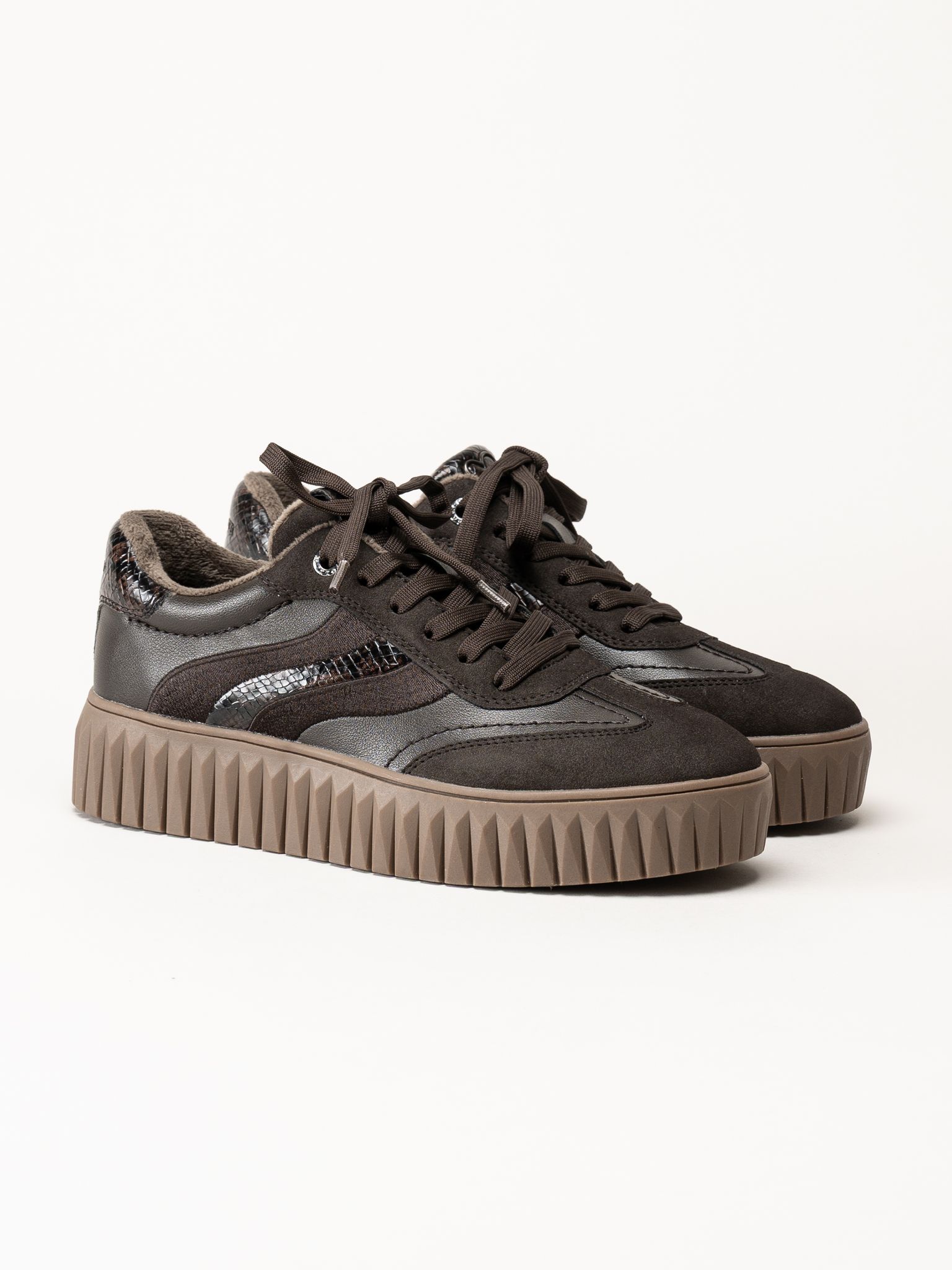Marco Tozzi - Mörkbruna sneakers