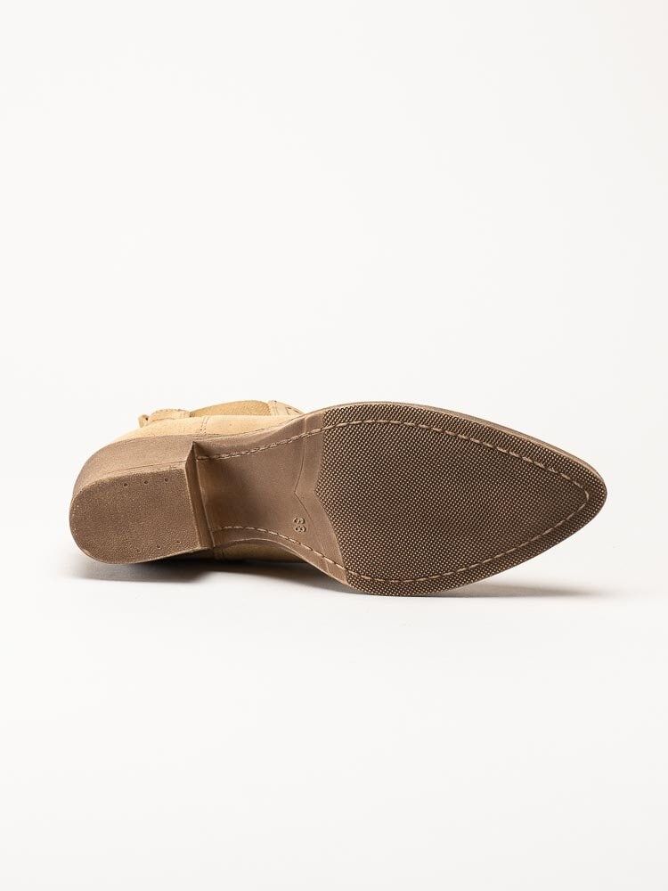 Tamaris - Beige westerninspirerade boots i mocka