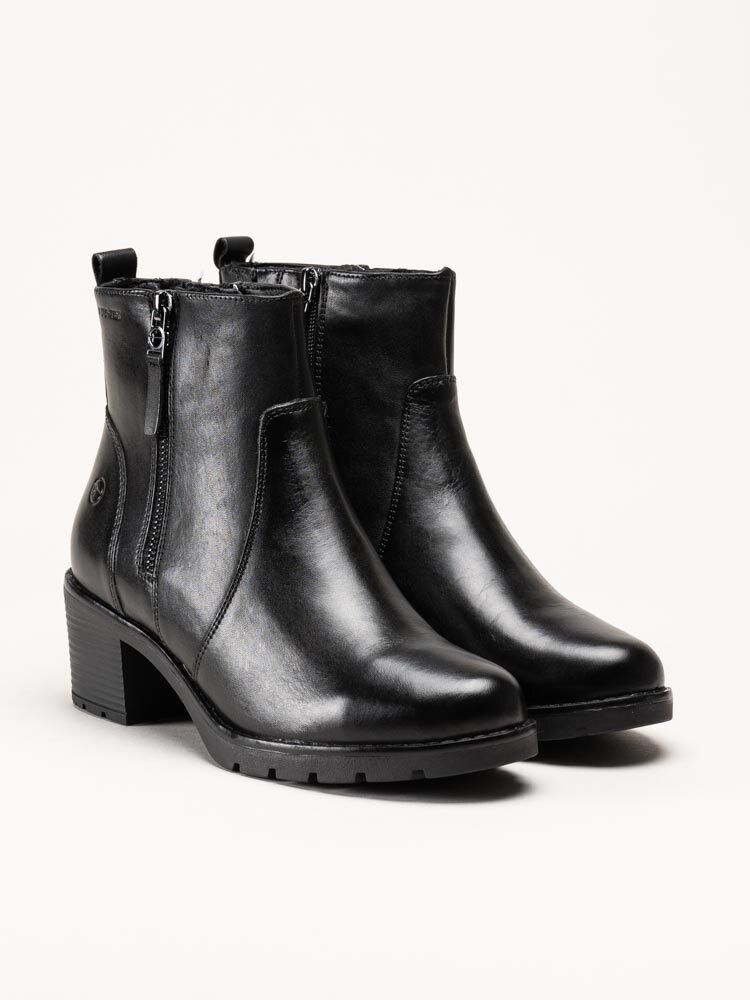 Tamaris Wide - Svarta fodrade boots i skinn