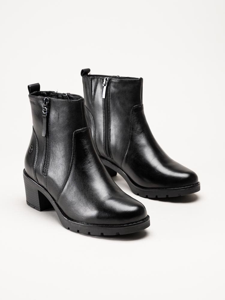 Tamaris Wide - Svarta fodrade boots i skinn