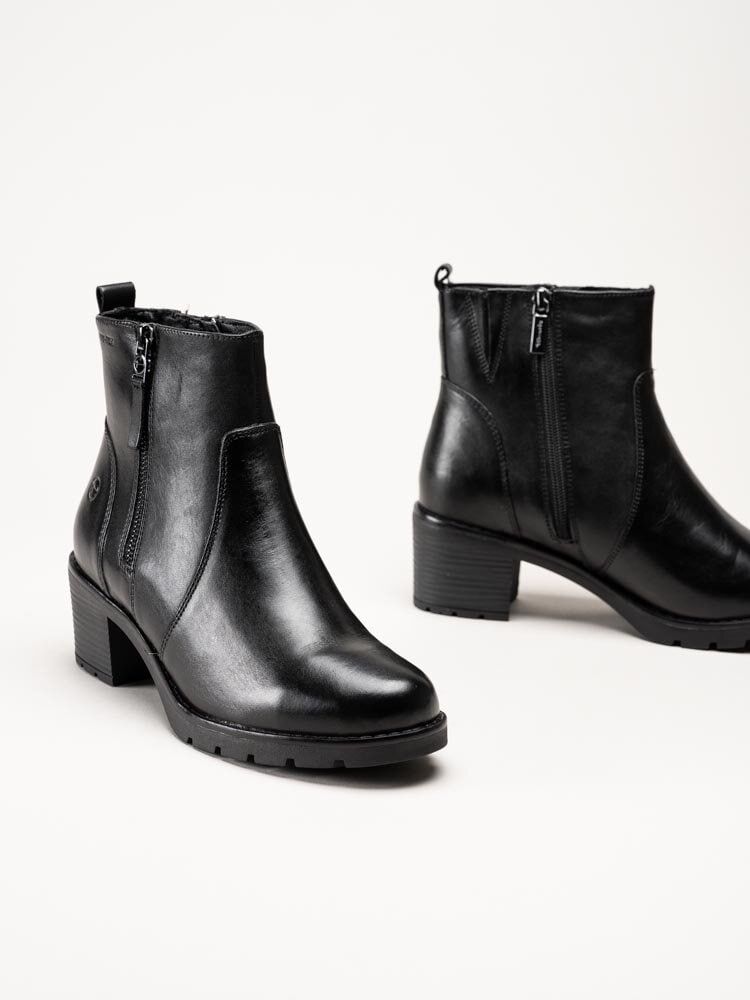 Tamaris Wide - Svarta fodrade boots i skinn