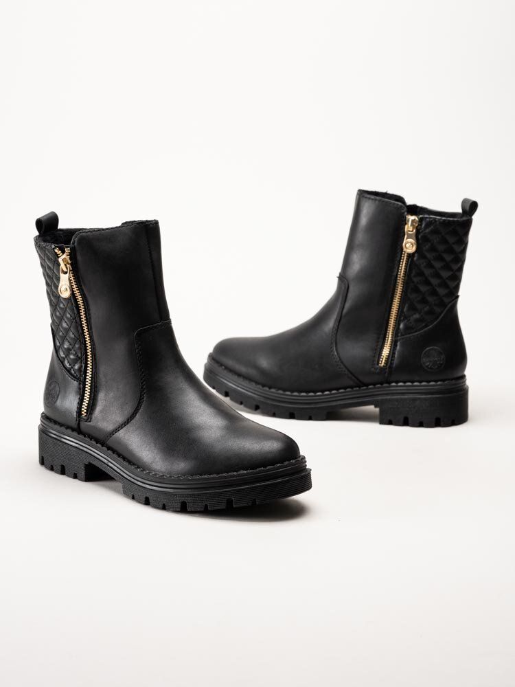 Rieker - Svarta fodrade boots i skinn