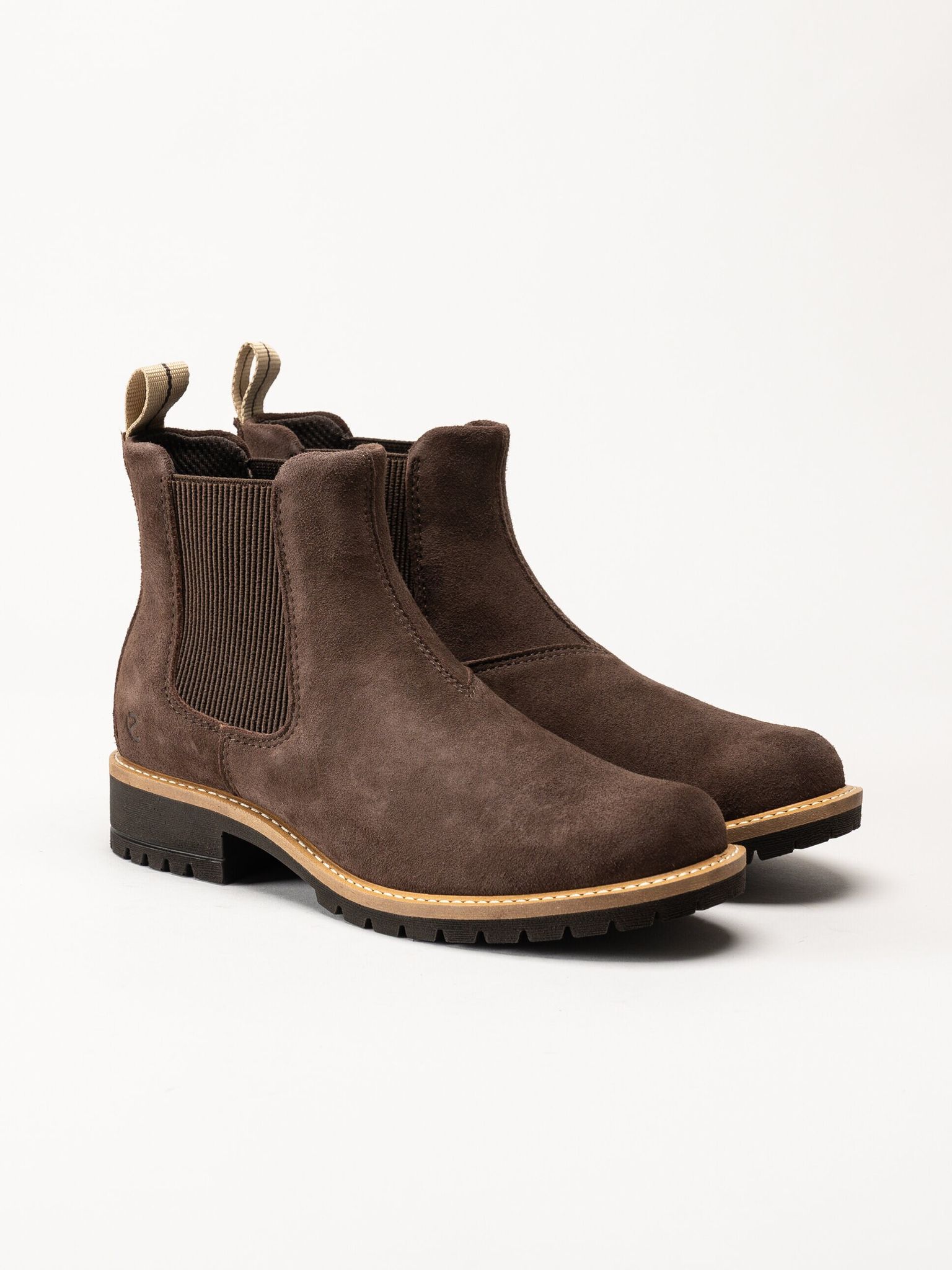 Ecco - Elaina - Mörkbruna chelsea boots i mocka