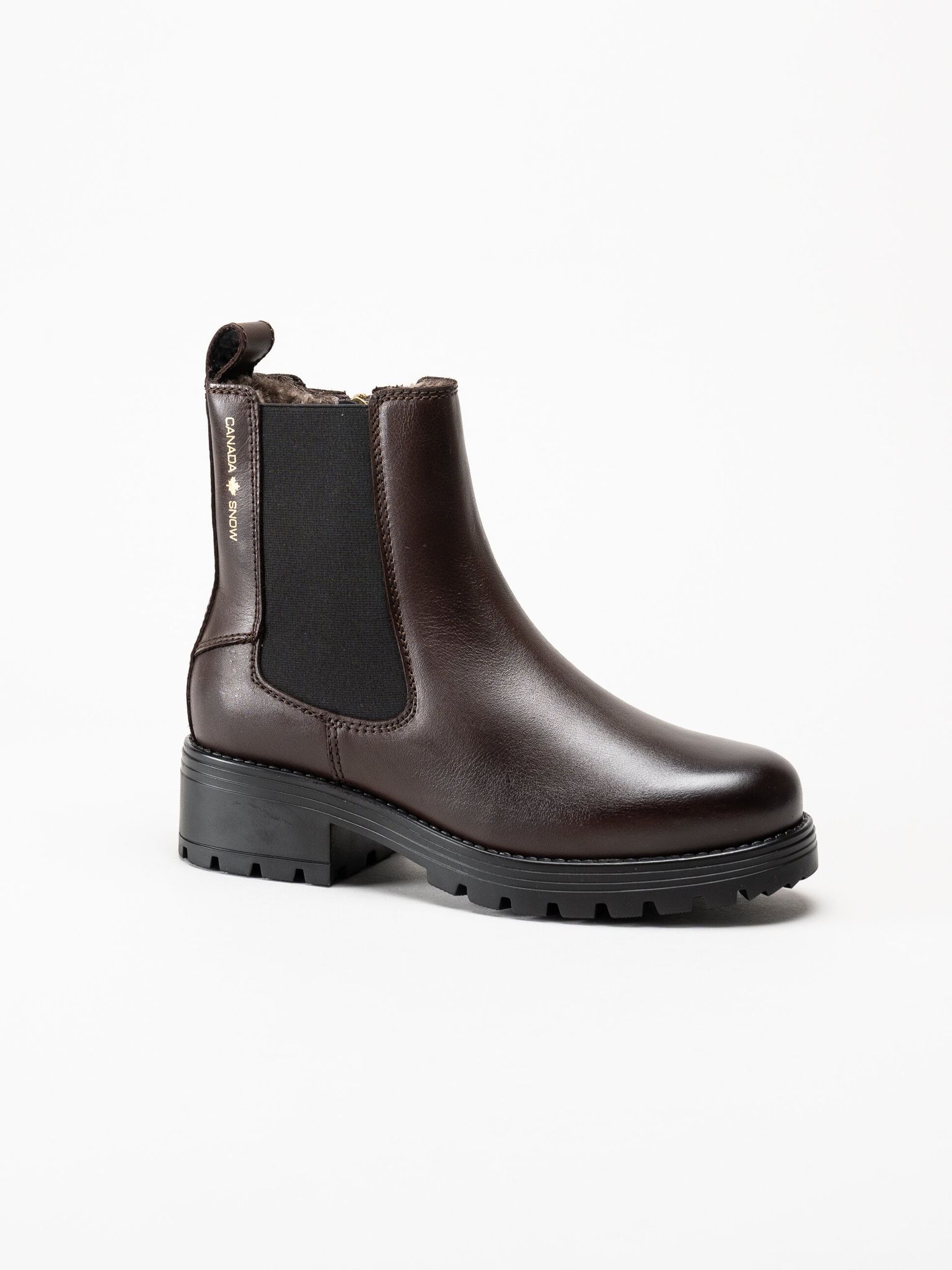 Canada Snow - Kimberly - Mörkbruna boots med fårskinn och broddar
