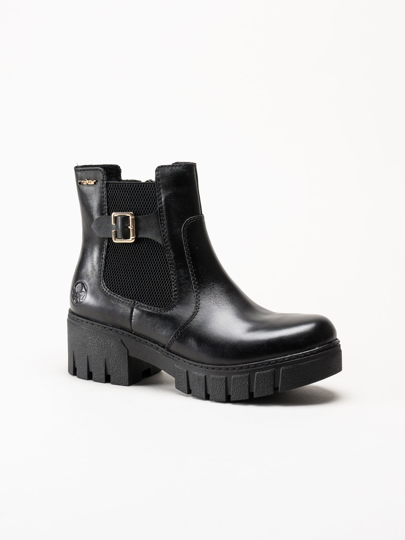 Rieker - Svarta boots i skinn