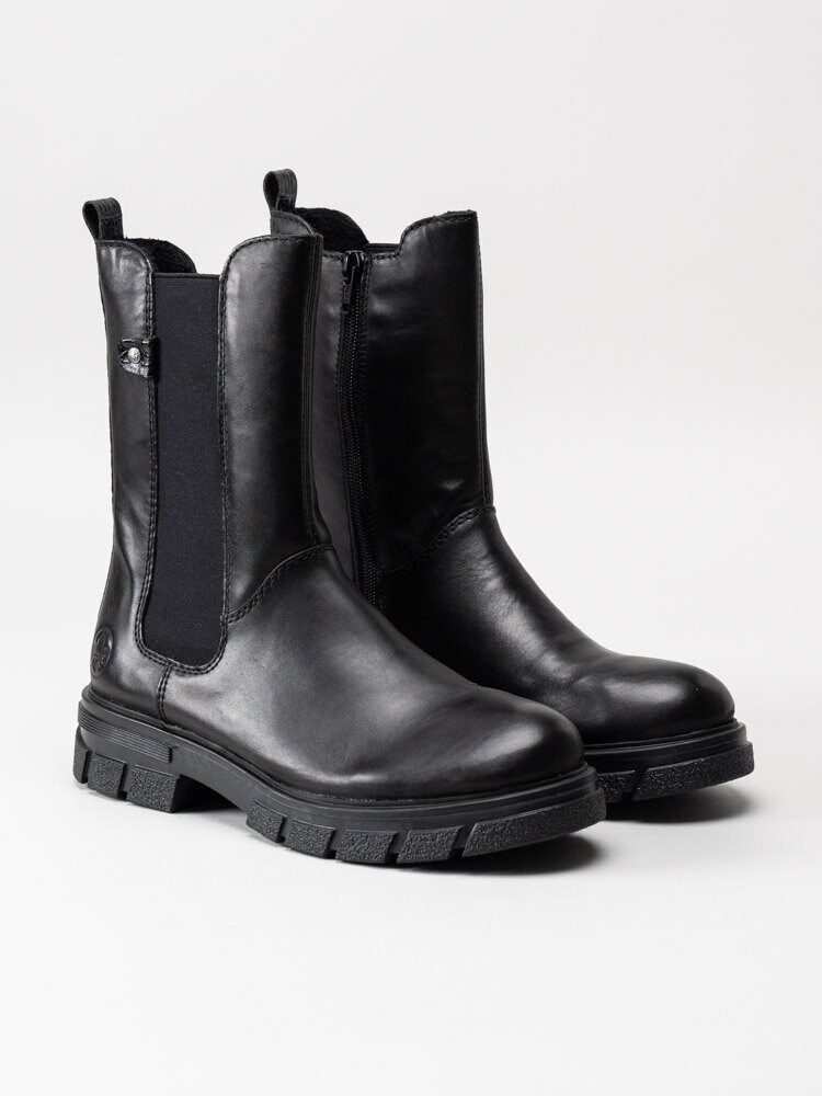 Rieker - Svarta höga chelsea boots i skinn