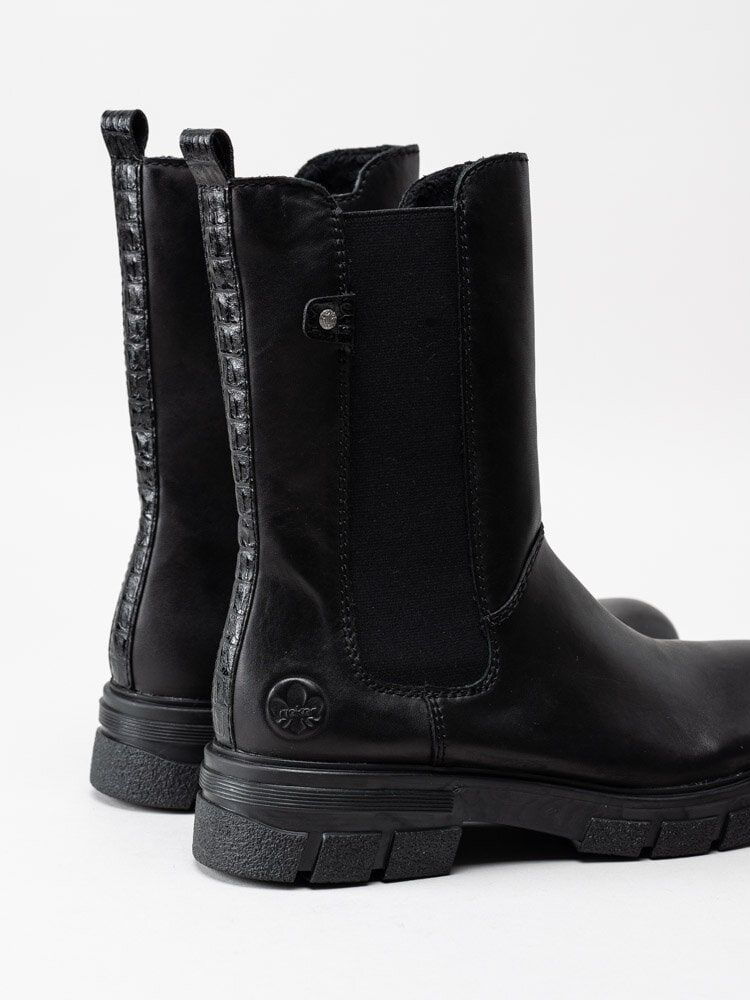 Rieker - Svarta höga chelsea boots i skinn