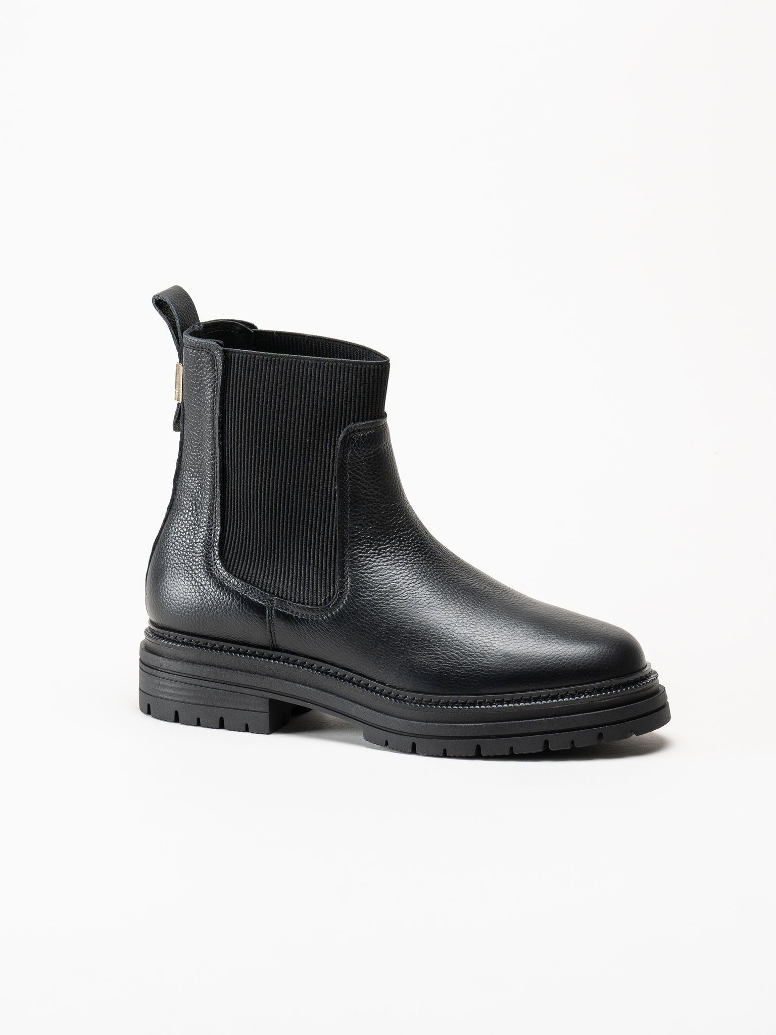 Tommy Hilfiger - TH PLAQUE PEBBLE CHELSEA WARM - Svarta chelsea boots i skinn