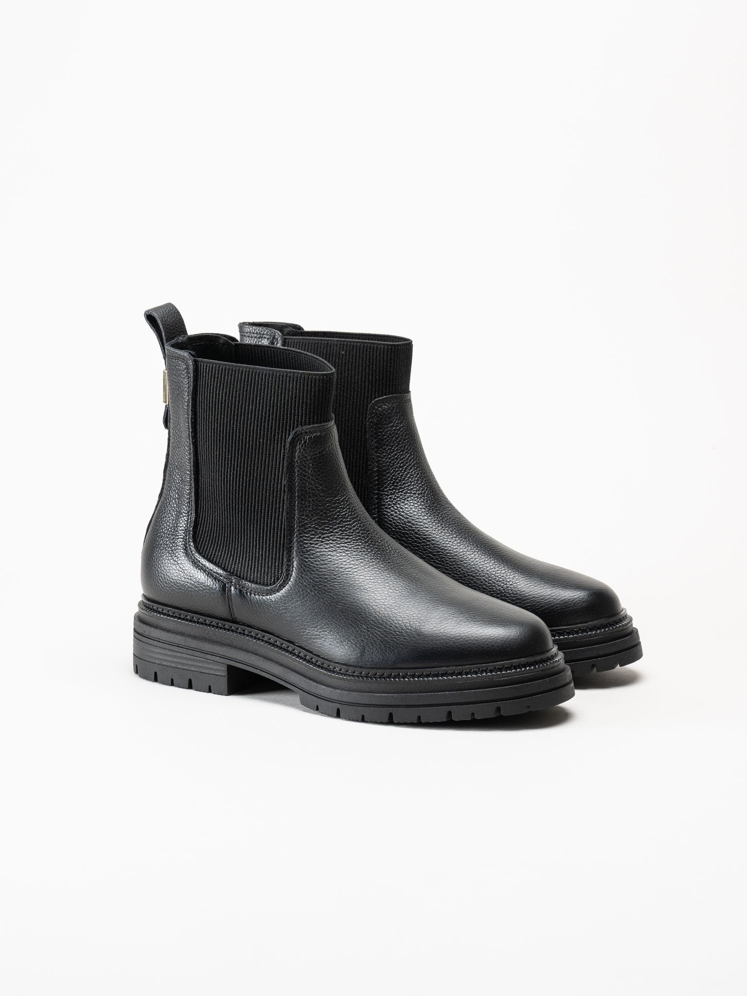 Tommy Hilfiger - TH PLAQUE PEBBLE CHELSEA WARM - Svarta chelsea boots i skinn