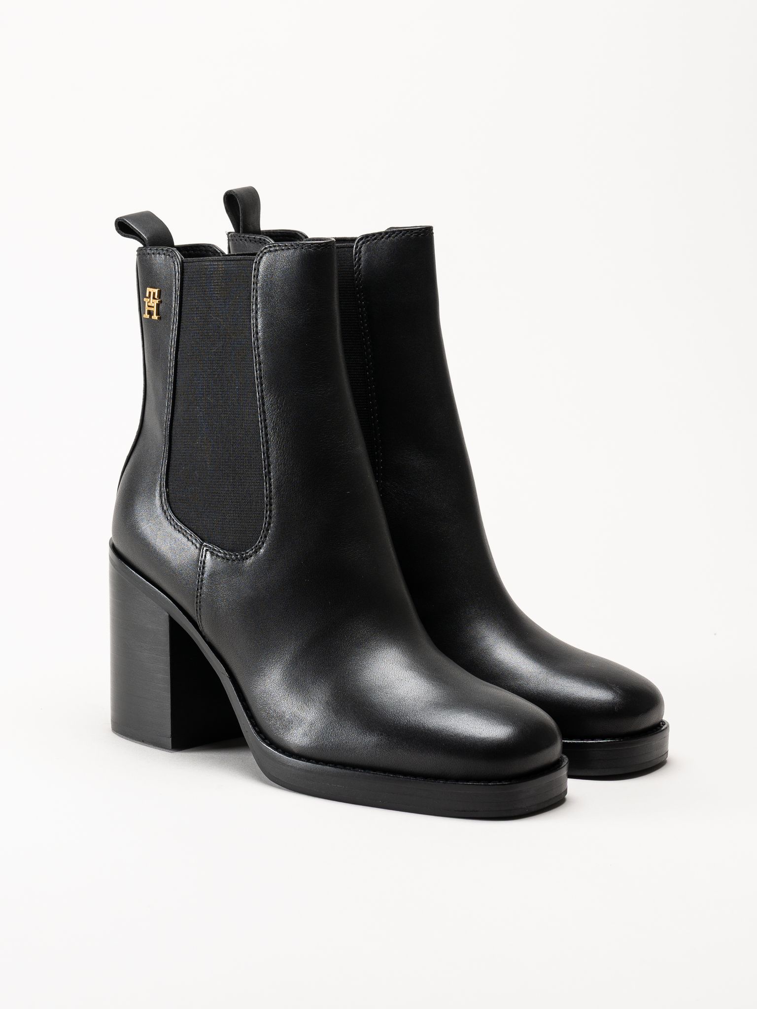 Tommy Hilfiger - Square Toe Chelsea - Svarta chelsea boots med klack