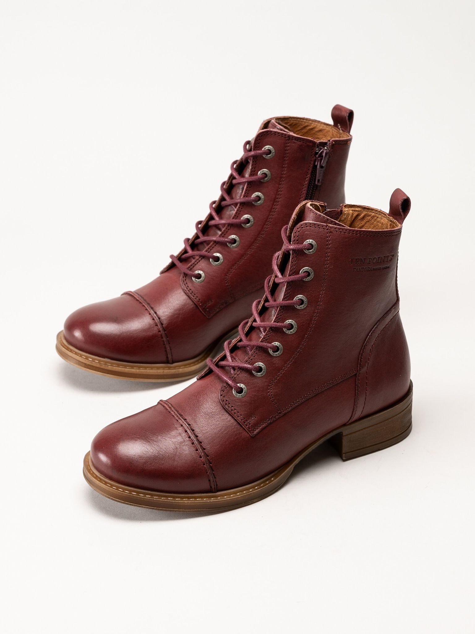 Ten Points - Pandora - Vinröda kängor i skinn