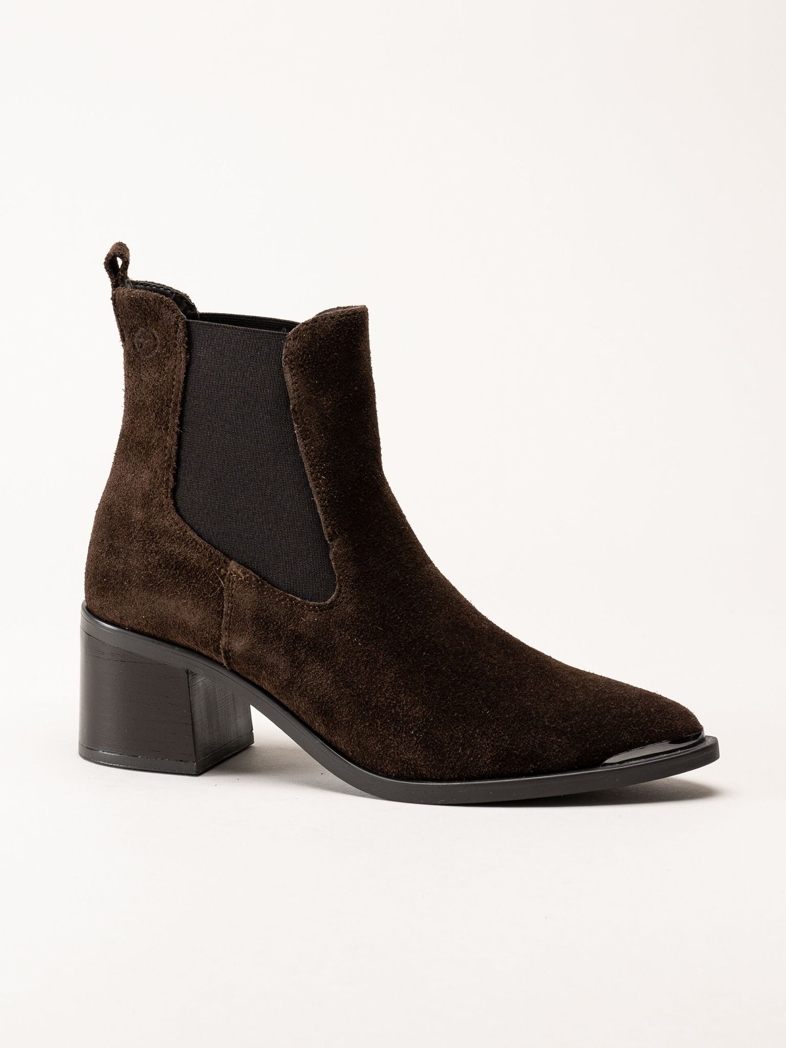 Tamaris - Mörkbruna chelsea boots i mocka