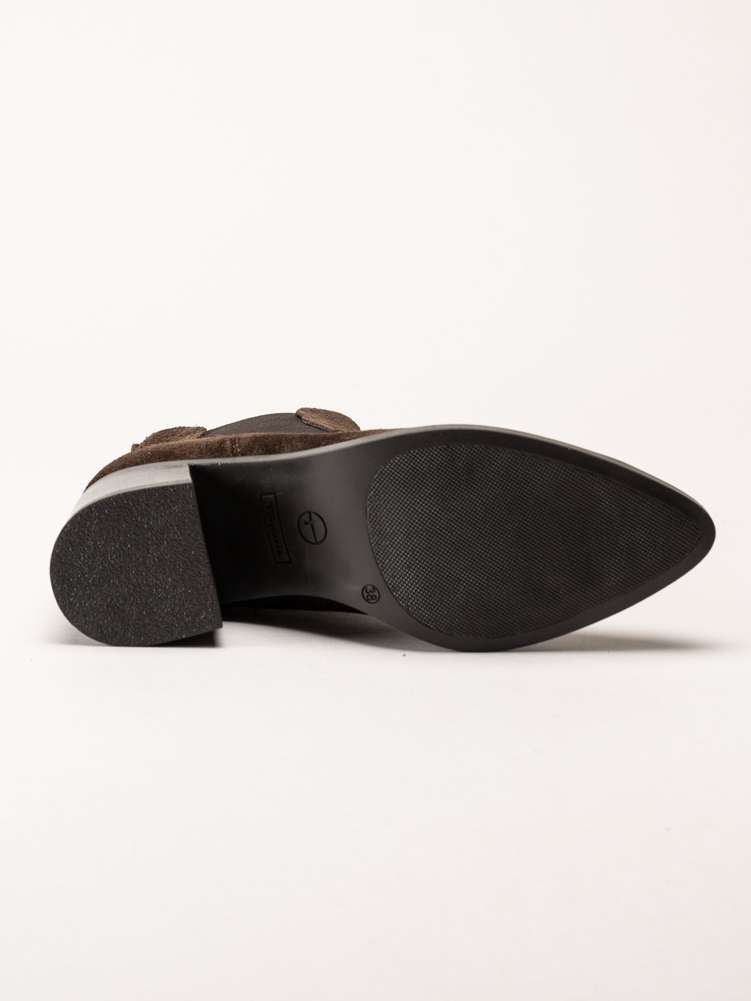 Tamaris - Mörkbruna chelsea boots i mocka