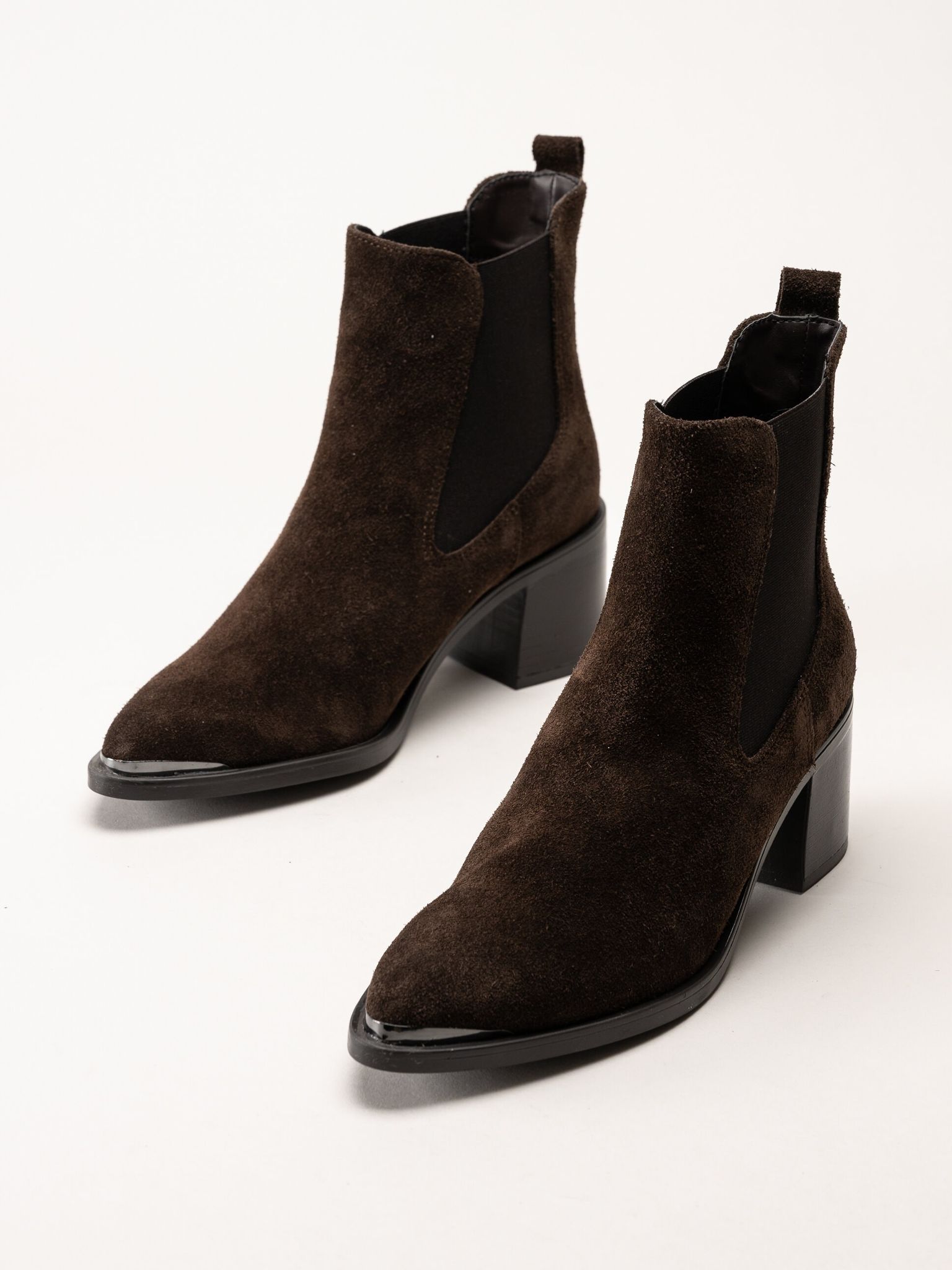 Tamaris - Mörkbruna chelsea boots i mocka