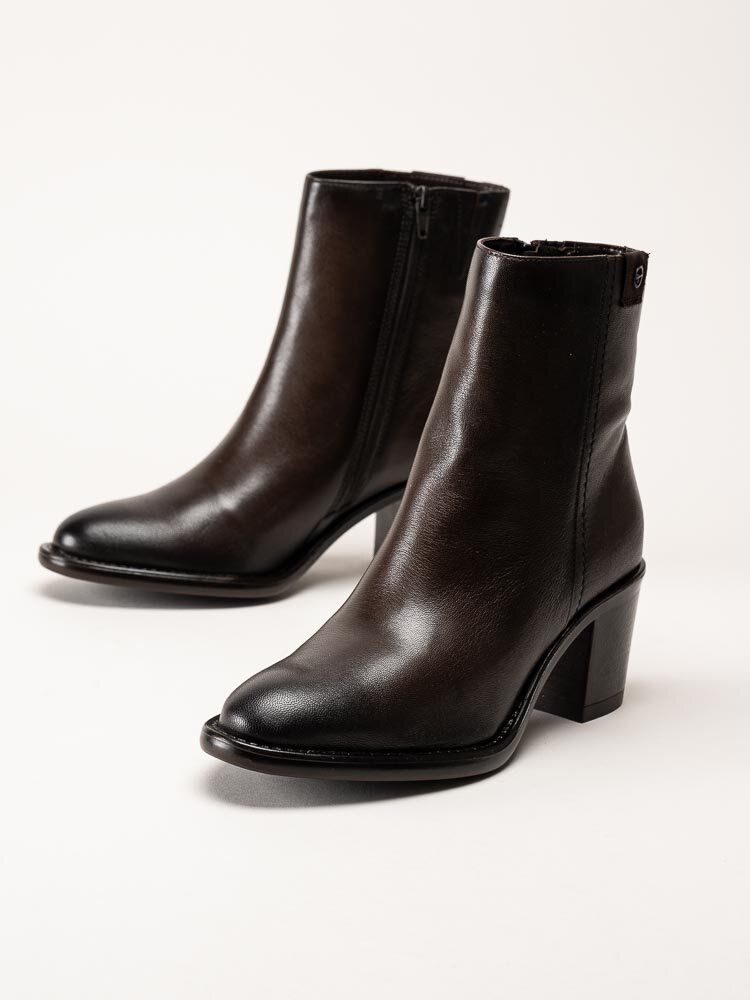 Tamaris - Mörkbruna stövletter i skinn