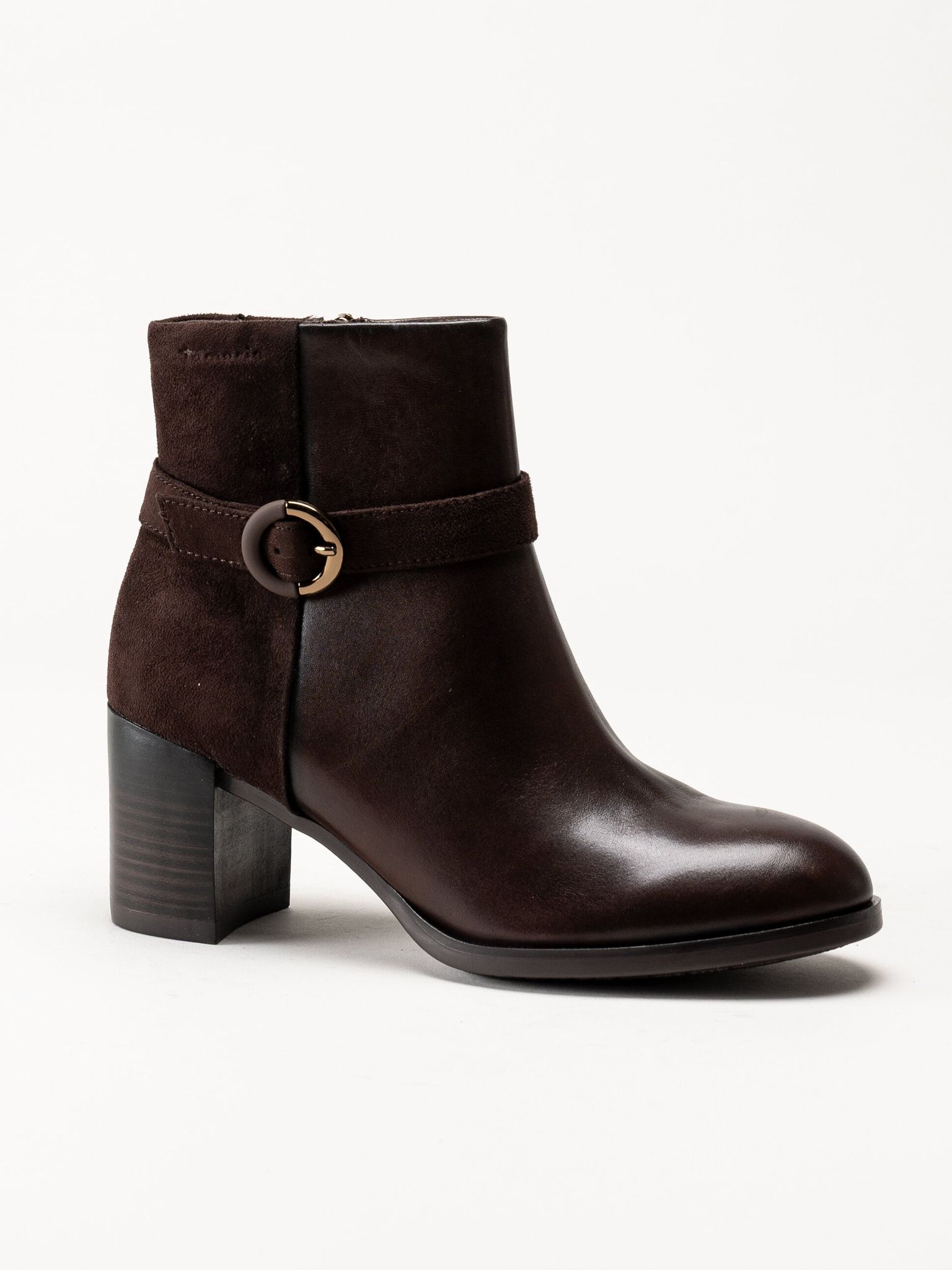 Tamaris - Mörkbruna stövletter i skinn