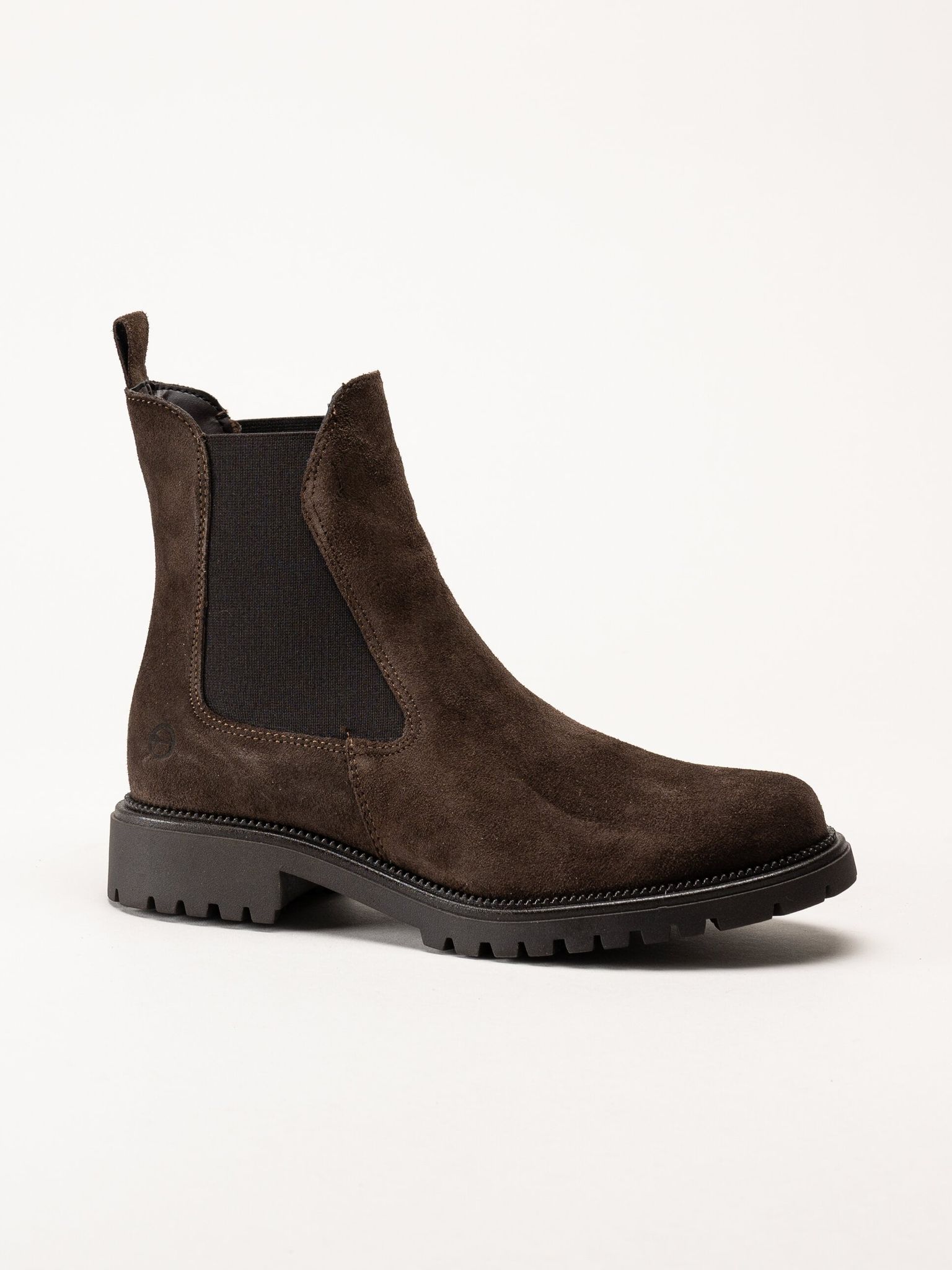 Tamaris - Mörkbruna chelsea boots i mocka