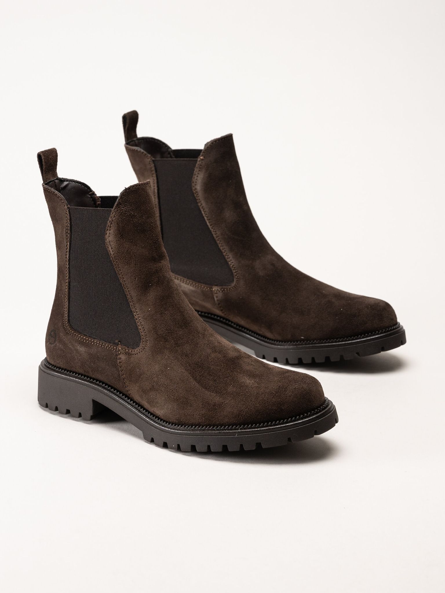 Tamaris - Mörkbruna chelsea boots i mocka