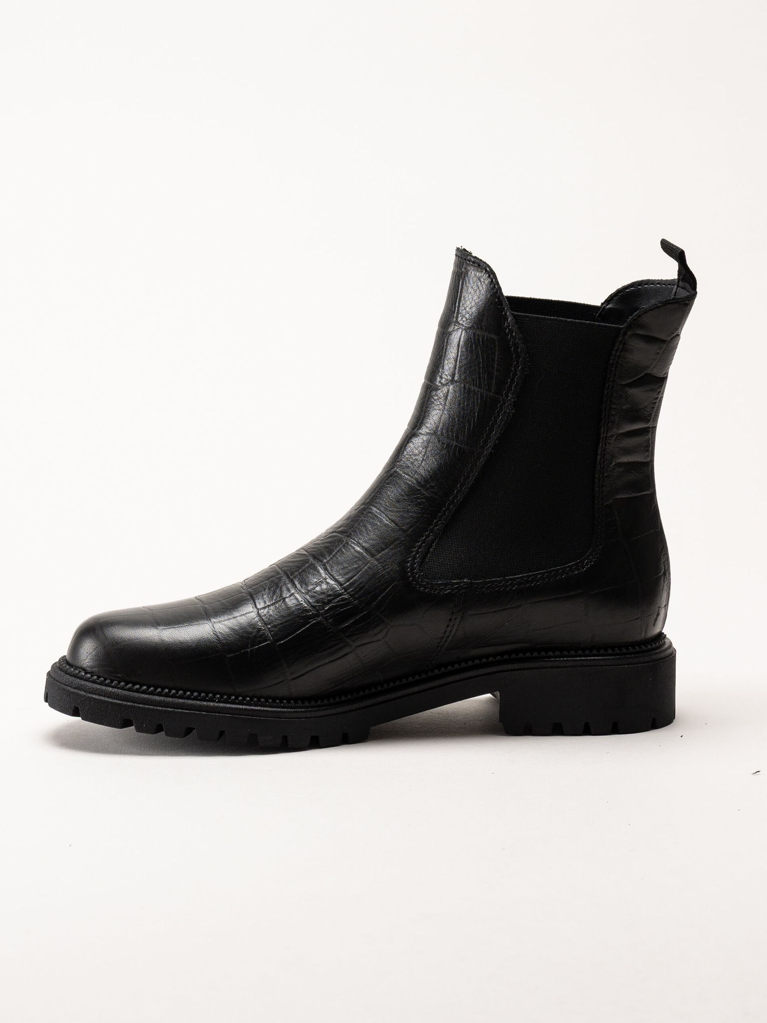Tamaris - Svarta chelsea boots i skinn