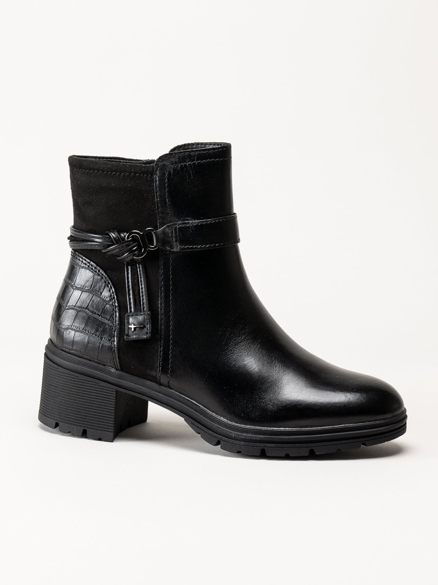 Tamaris - Svarta boots i skinn