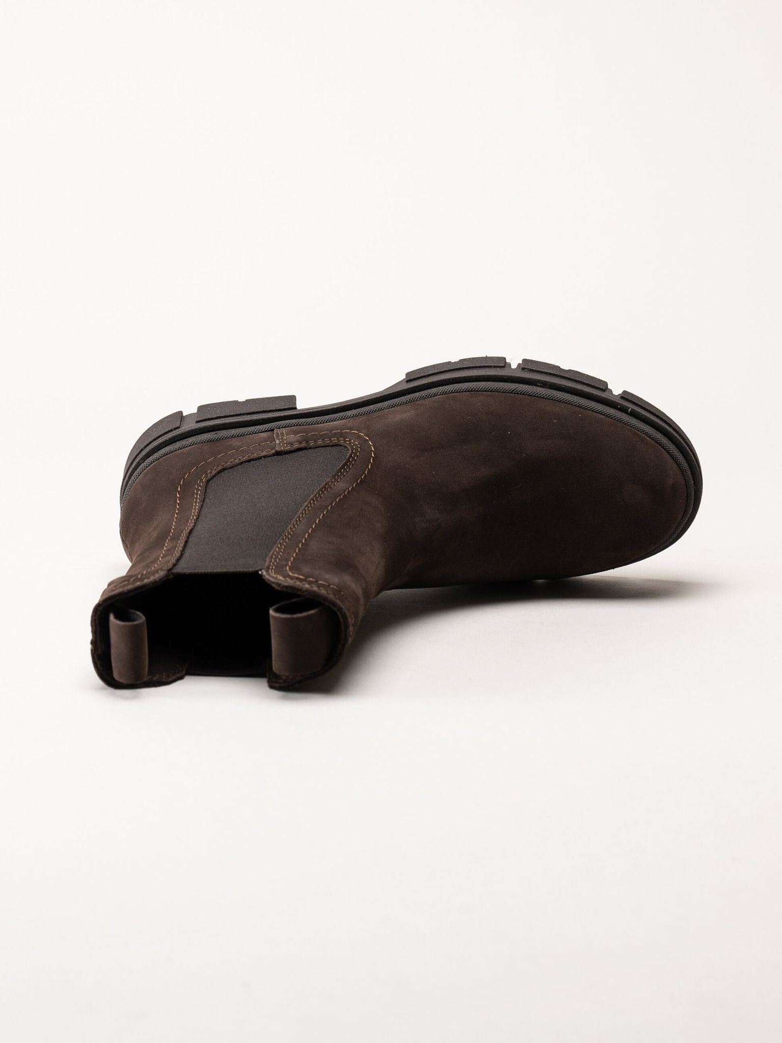 Tamaris - Mörkbruna chelsea boots i nubuck