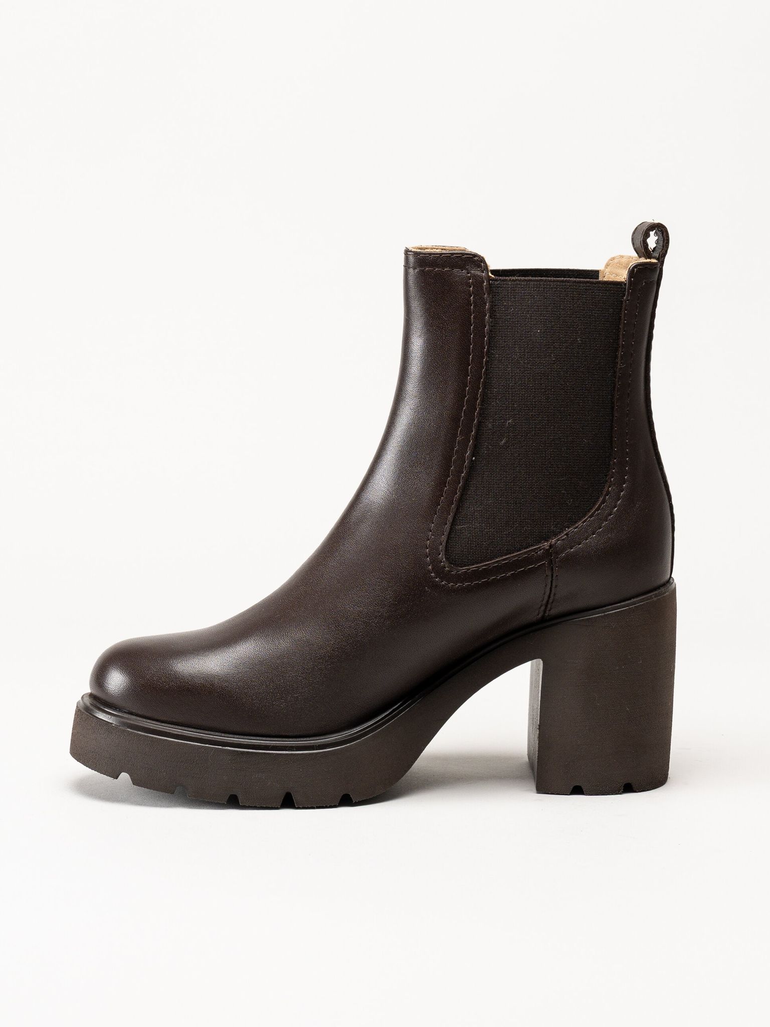 Unisa - KLINO_F25_STT - Mörkbruna högklackade boots i skinn