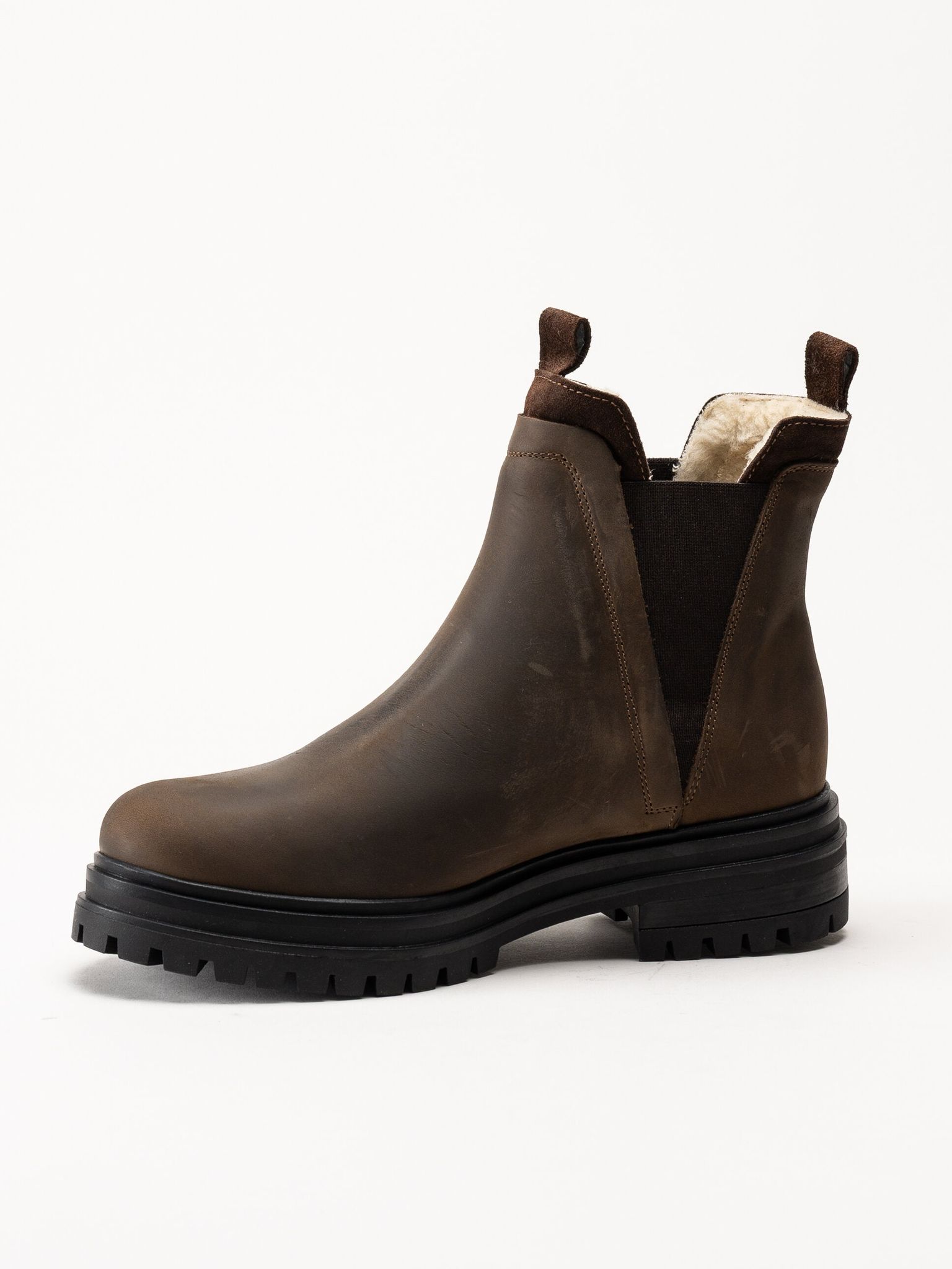 Rosa Negra - Bruna fodrade chelsea boots i oljad nubuck