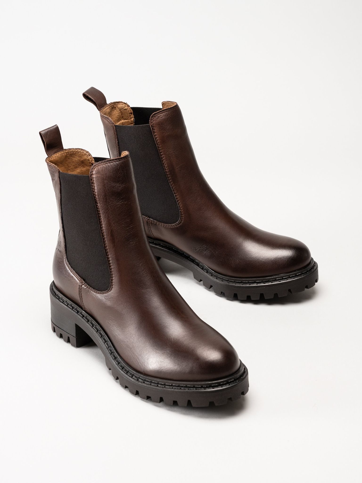 Rosa Negra - Mörkbruna chelsea boots i skinn