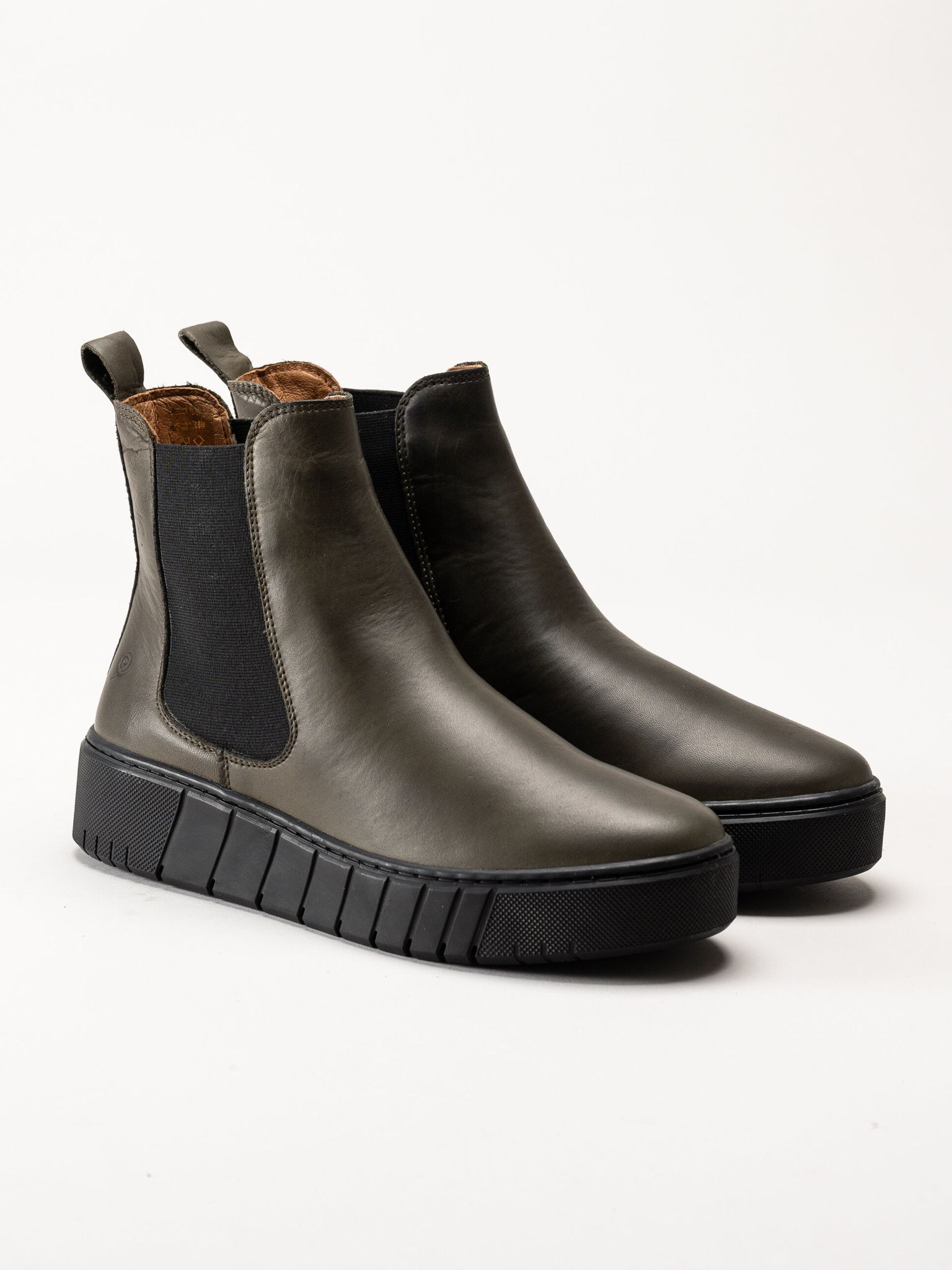 Rosa Negra - Gröna fodrade chelsea boots i skinn