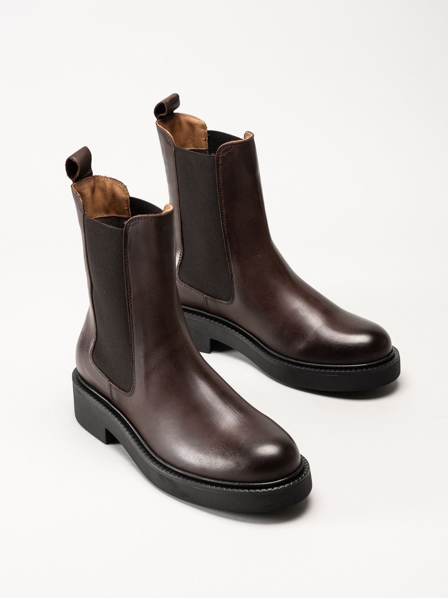 Rosa Negra - Mörkbruna chelsea boots i skinn