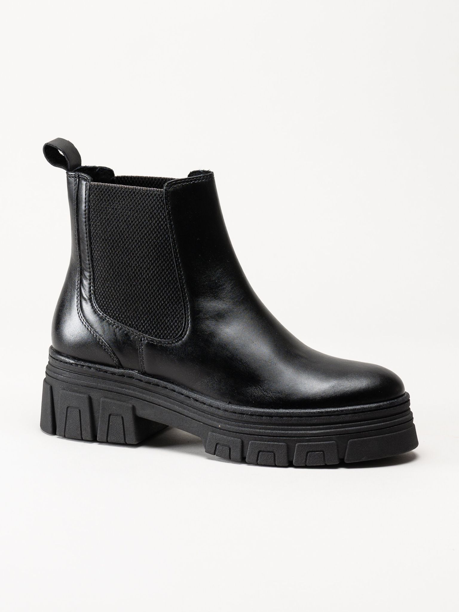 Marco Tozzi - Svarta chelsea boots i skinn