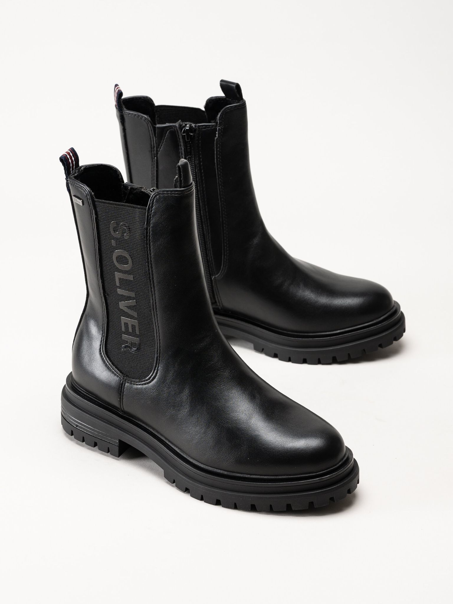 S.Oliver - Svarta boots i skinnimitation