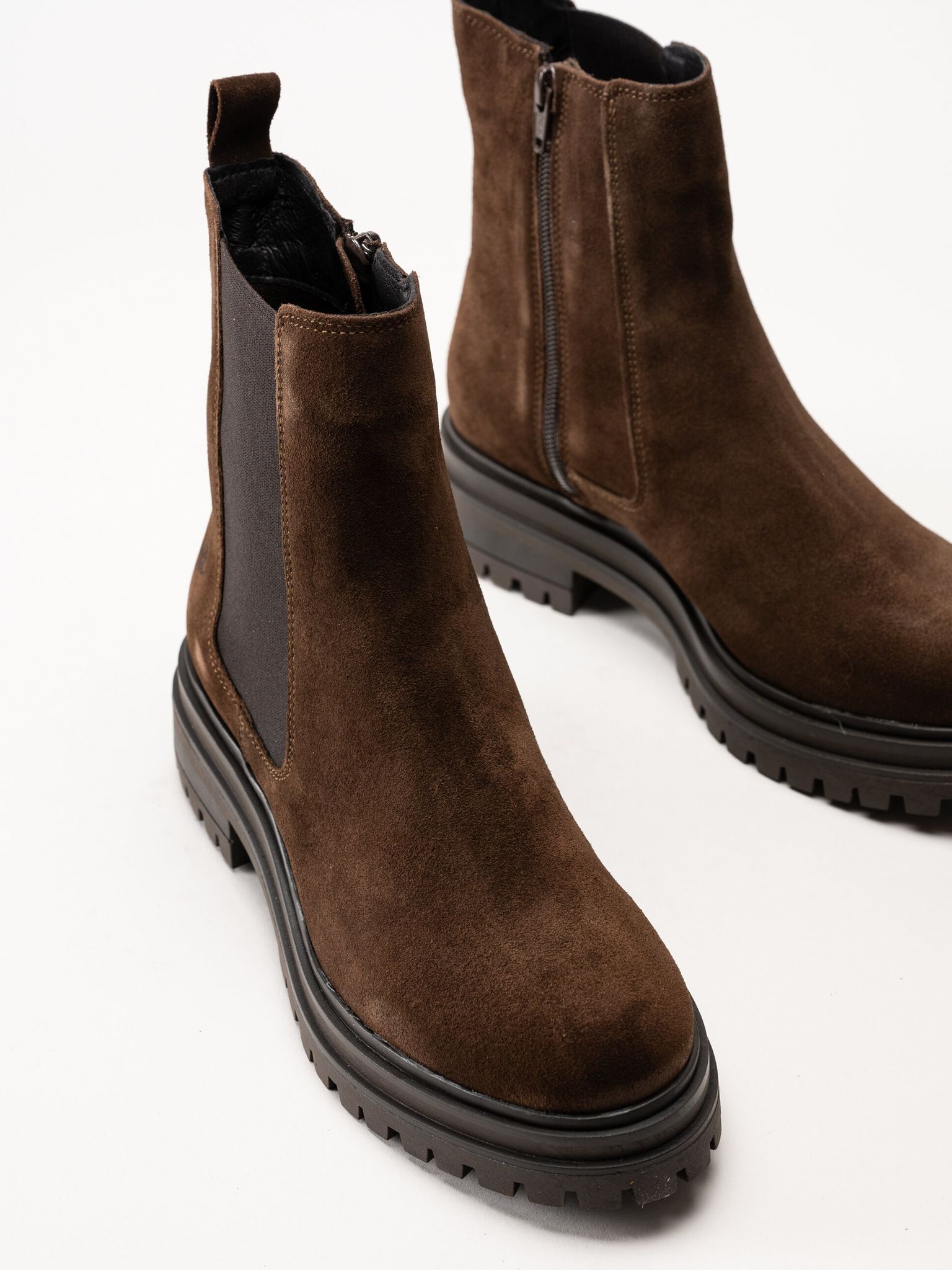 Rosa Negra - Mörkbruna chelsea boots i mocka