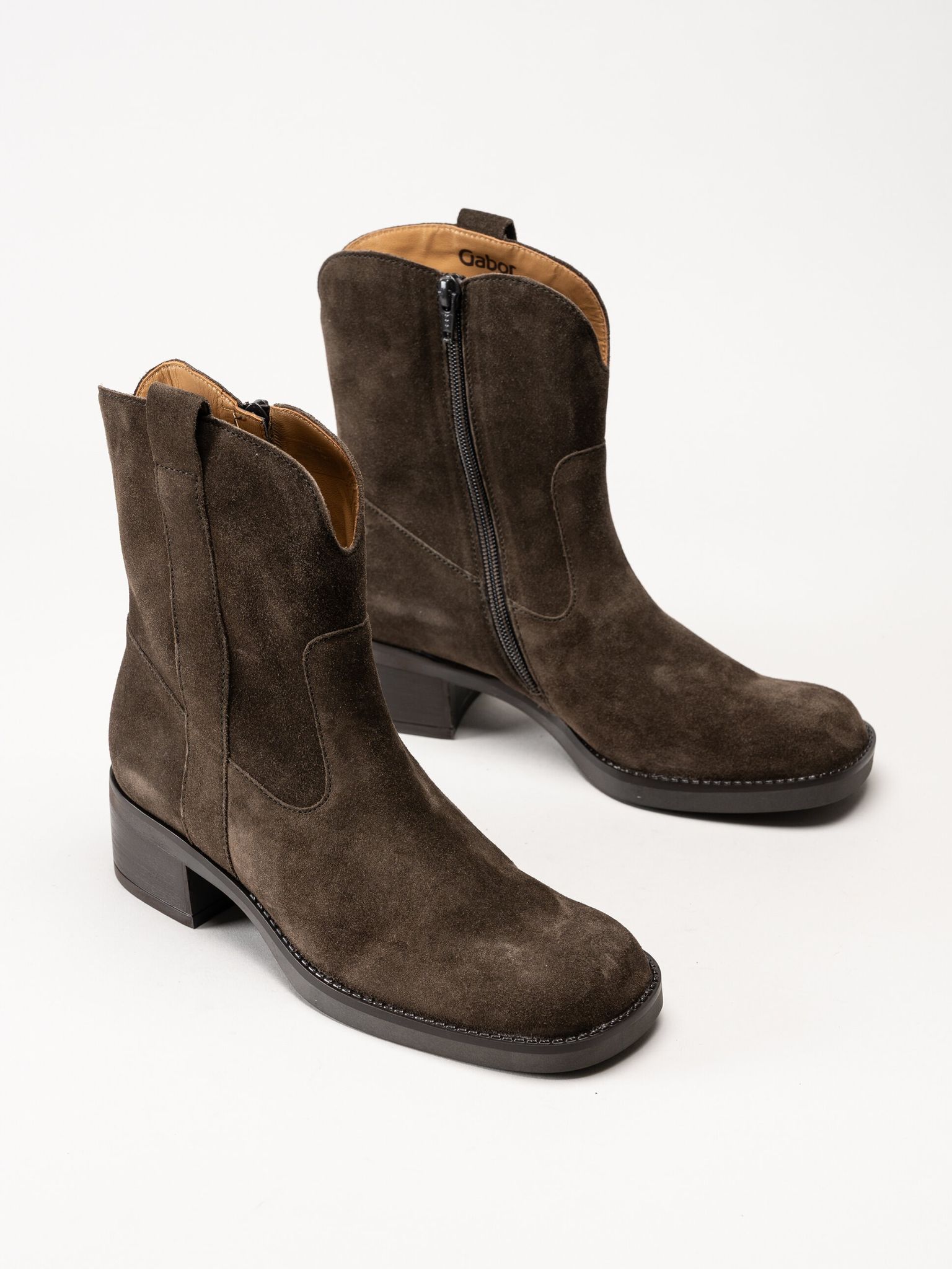 Gabor - Mörkbruna western boots i mocka
