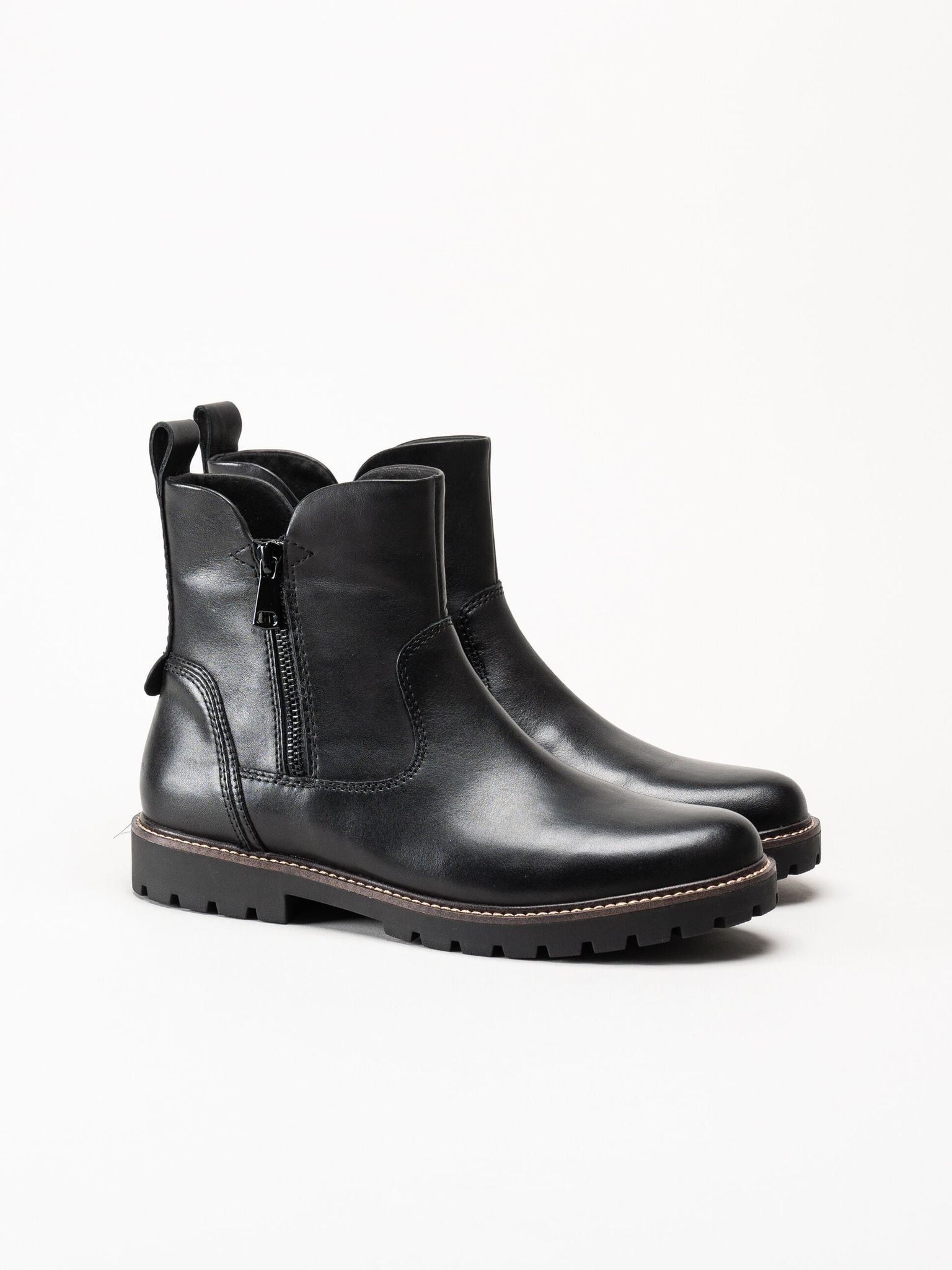 Caprice - Svarta varmfodrade boots i skinn