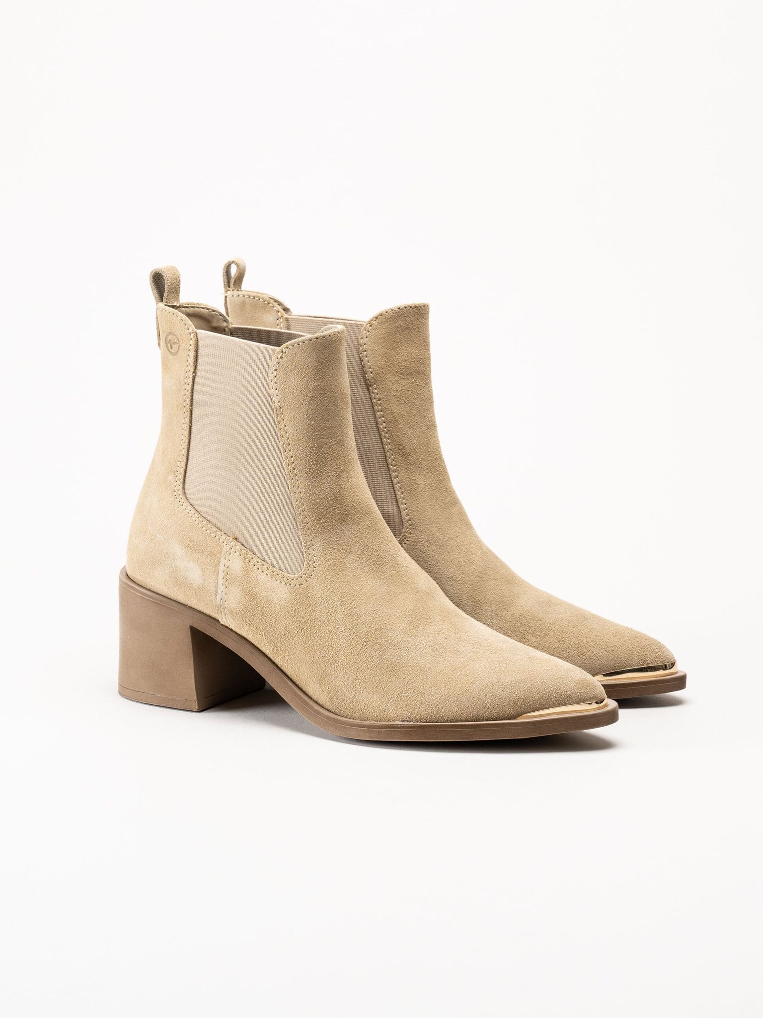 Tamaris - Beige boots i mocka