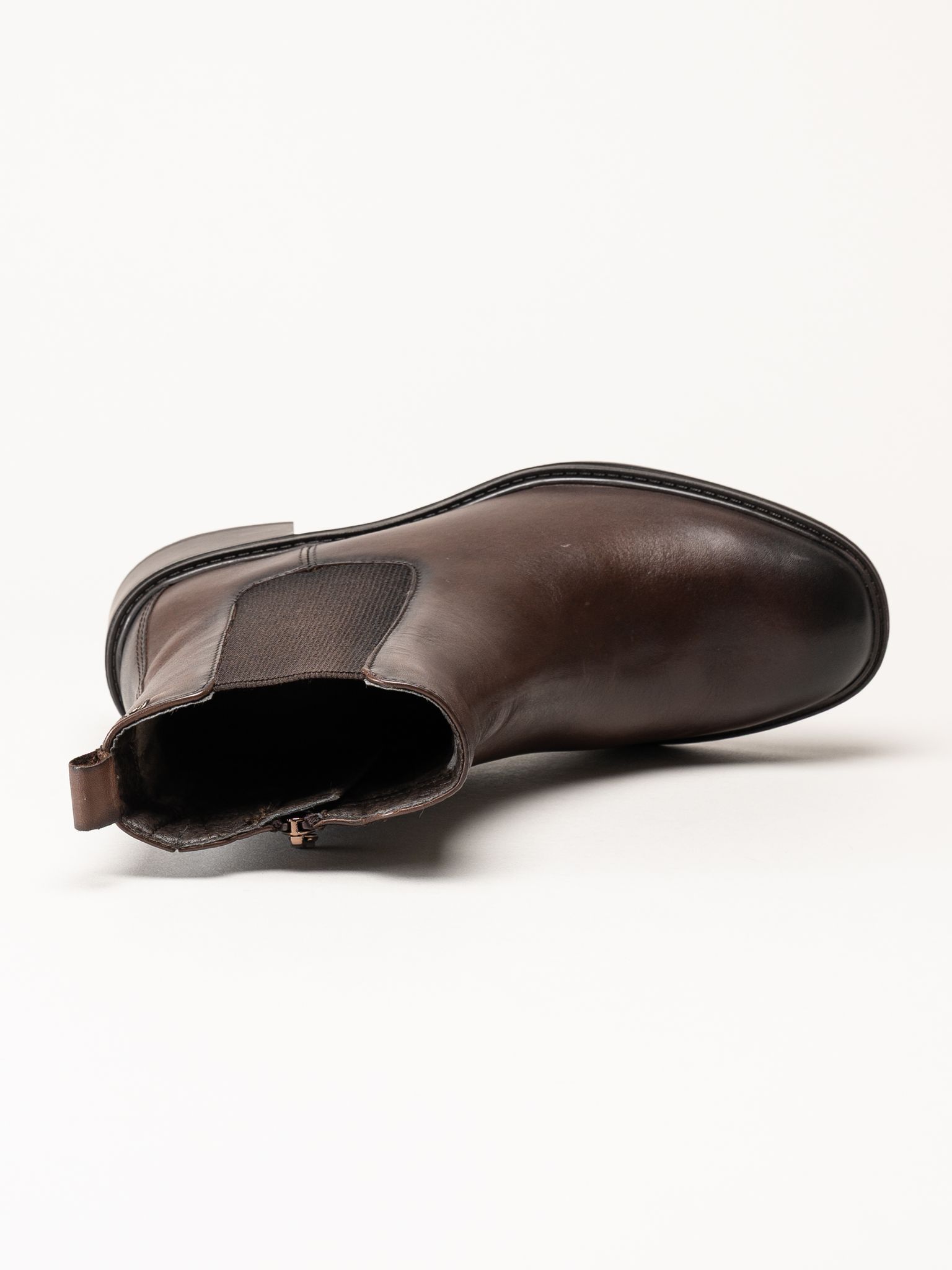 Tamaris - Wide fit - Mörkbruna boots i skinn