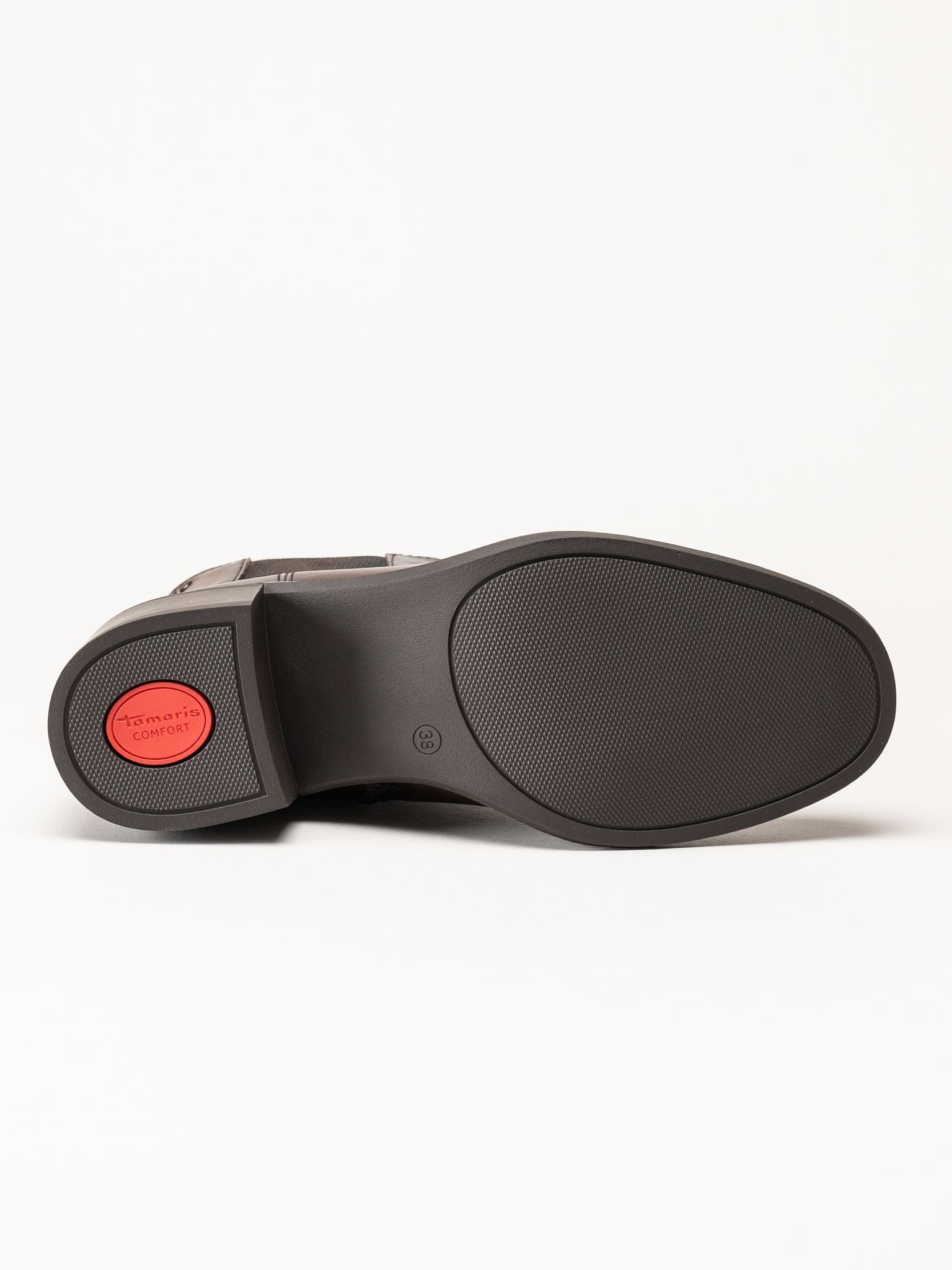 Tamaris - Wide fit - Mörkbruna boots i skinn
