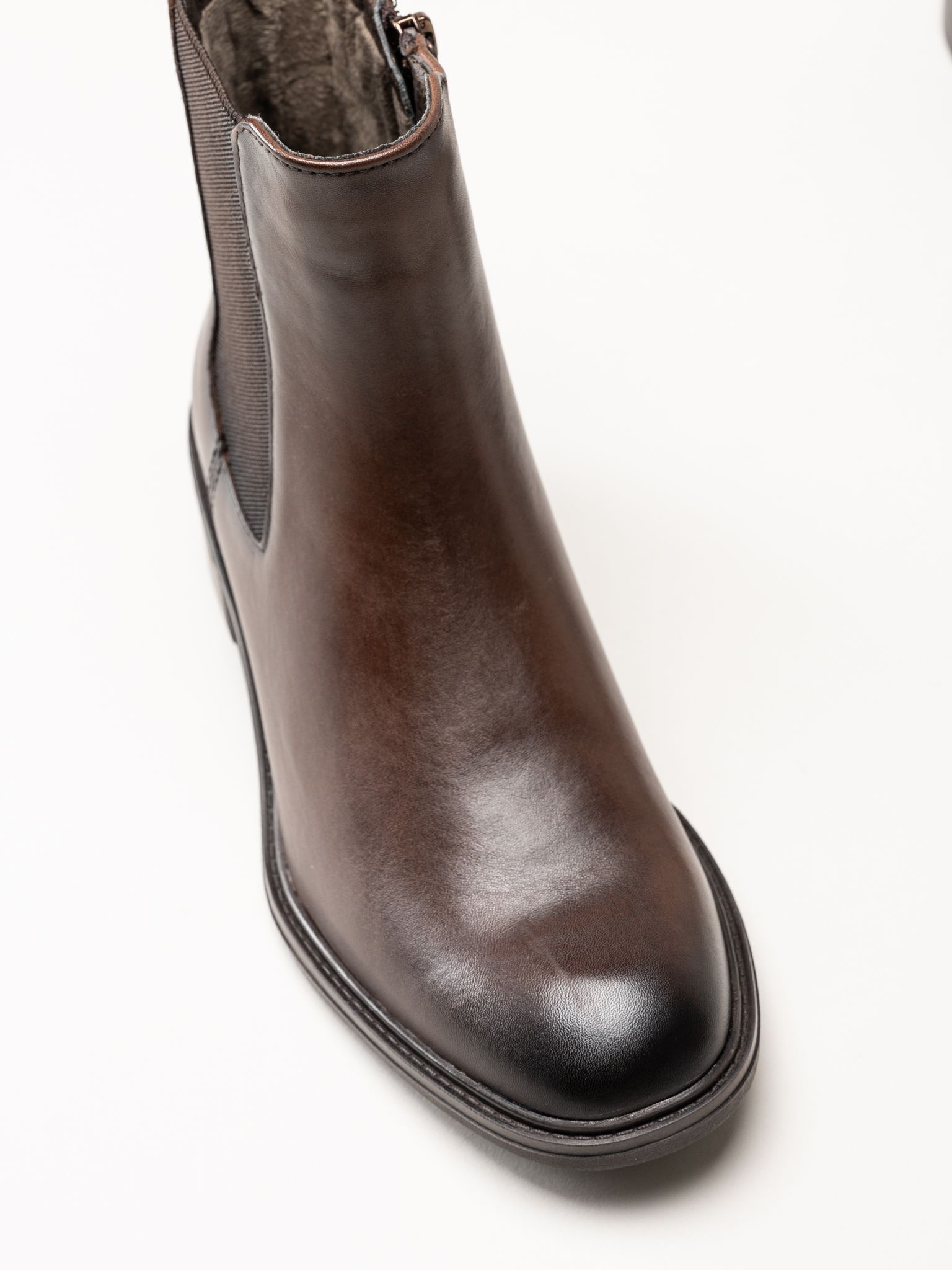 Tamaris - Wide fit - Mörkbruna boots i skinn