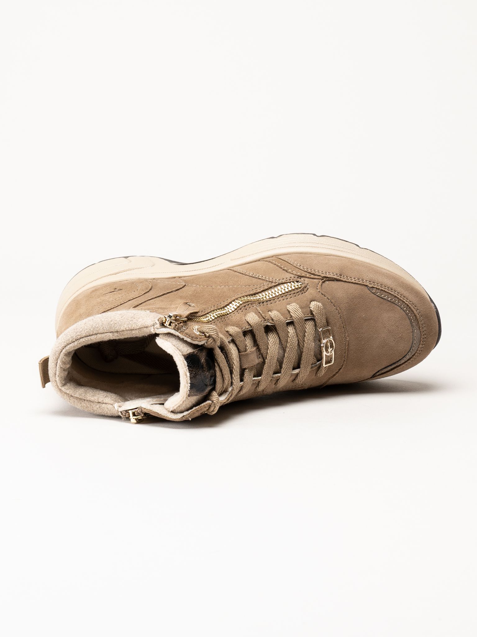 Tamaris - Wide fit - Ljusbruna fodrade sneakers