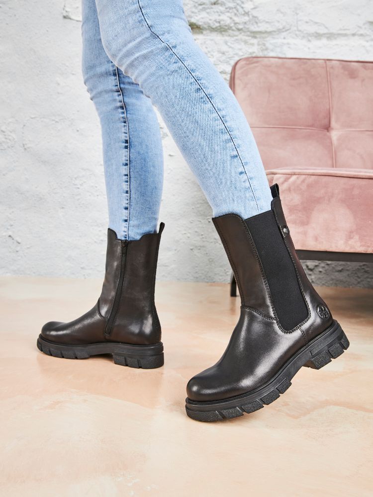 Rieker - Svarta höga chelsea boots