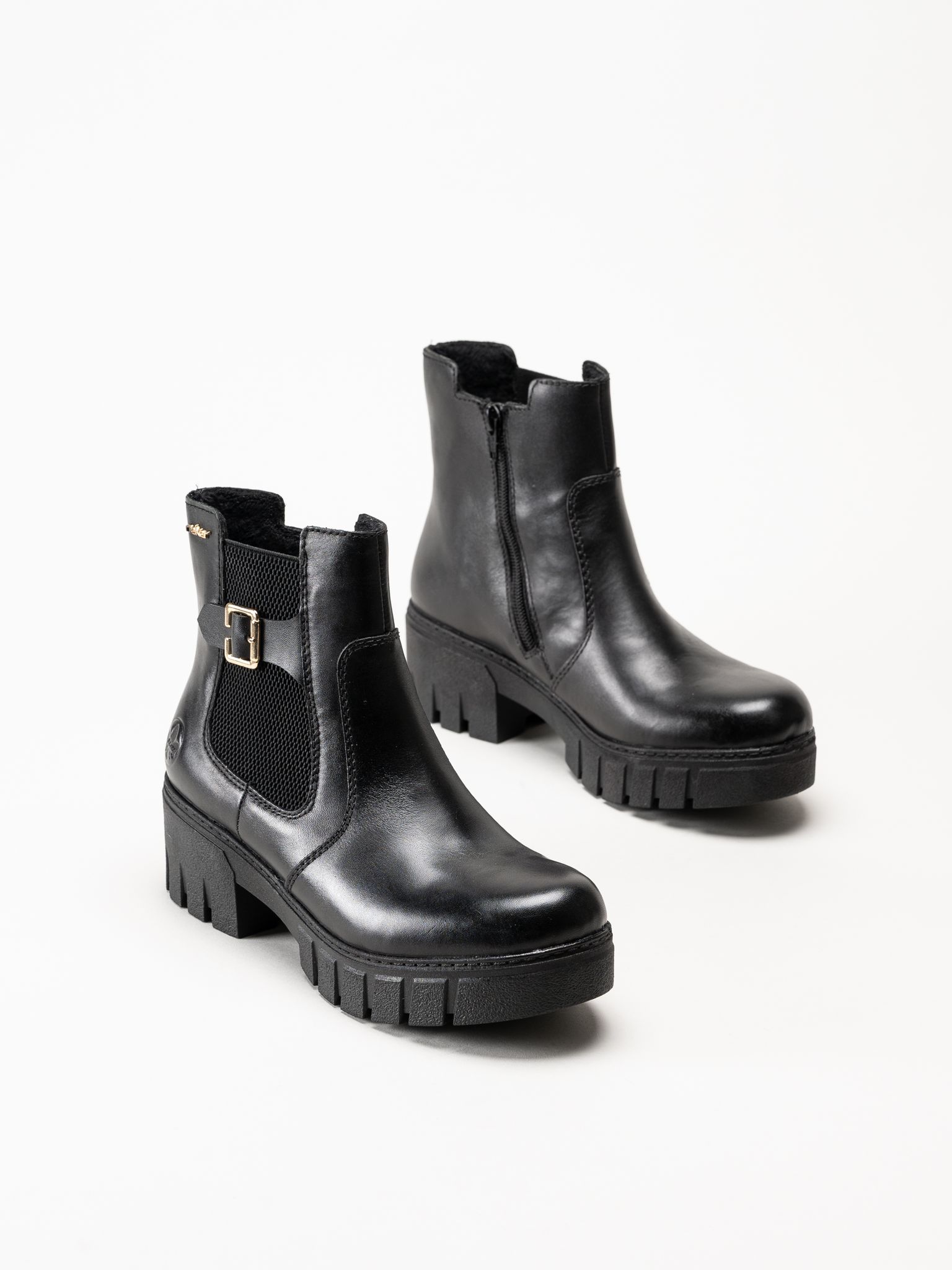 Rieker - Svarta boots i skinn