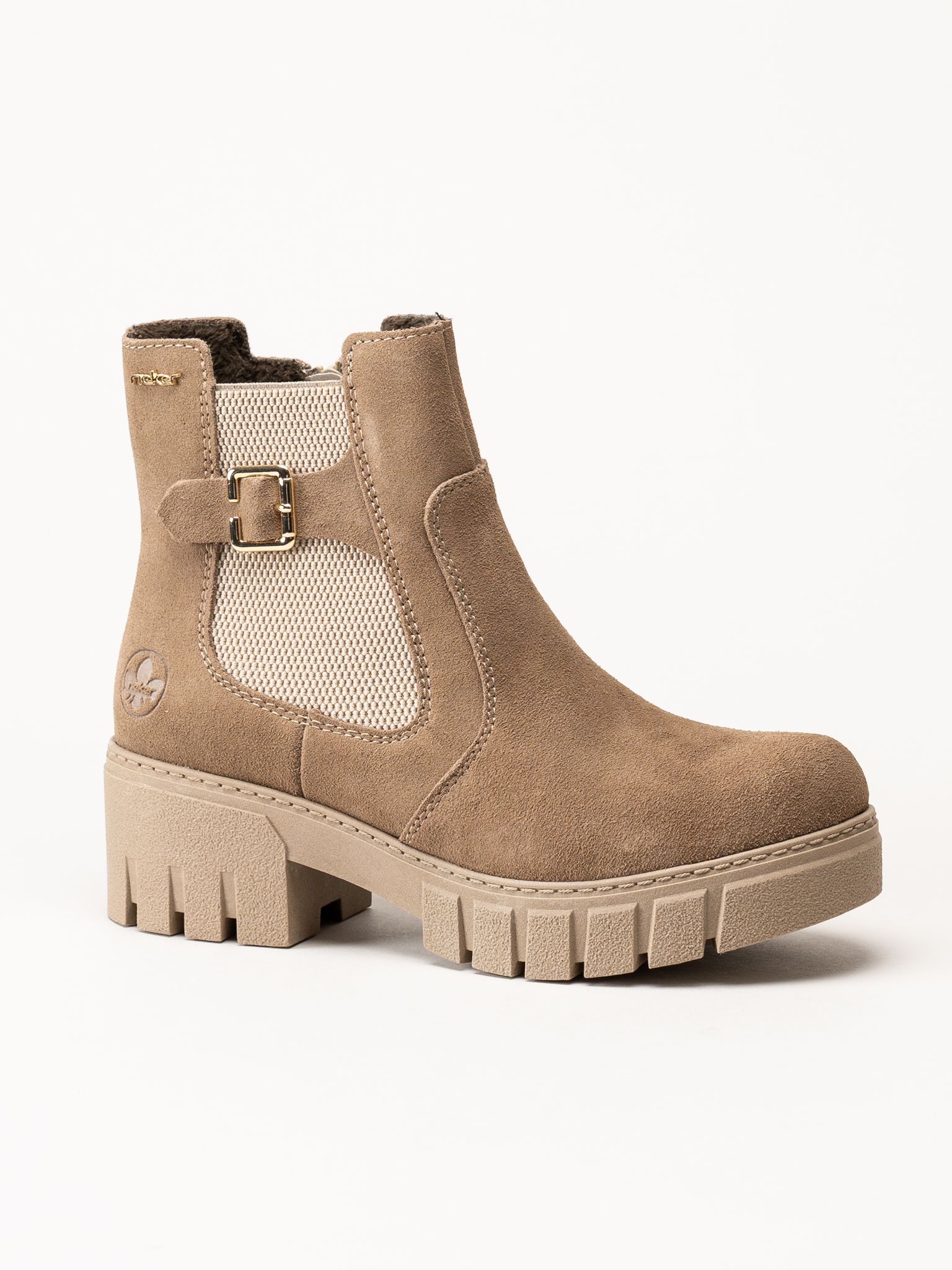 Rieker - Beige fodrade mockaboots