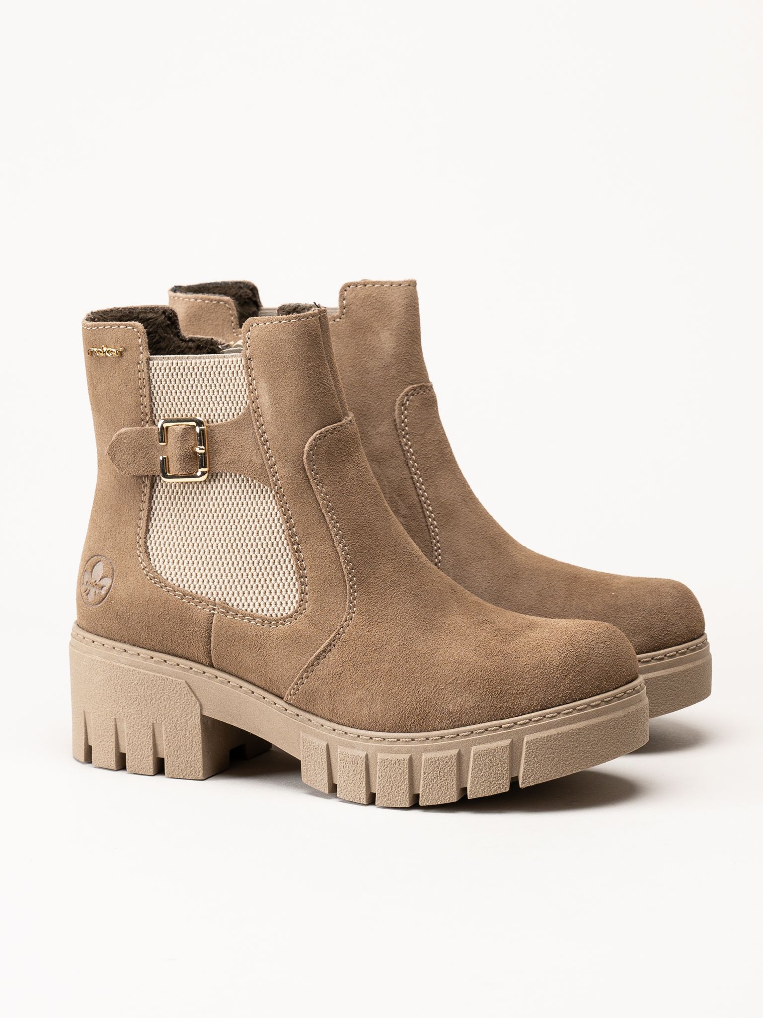Rieker - Beige fodrade mockaboots
