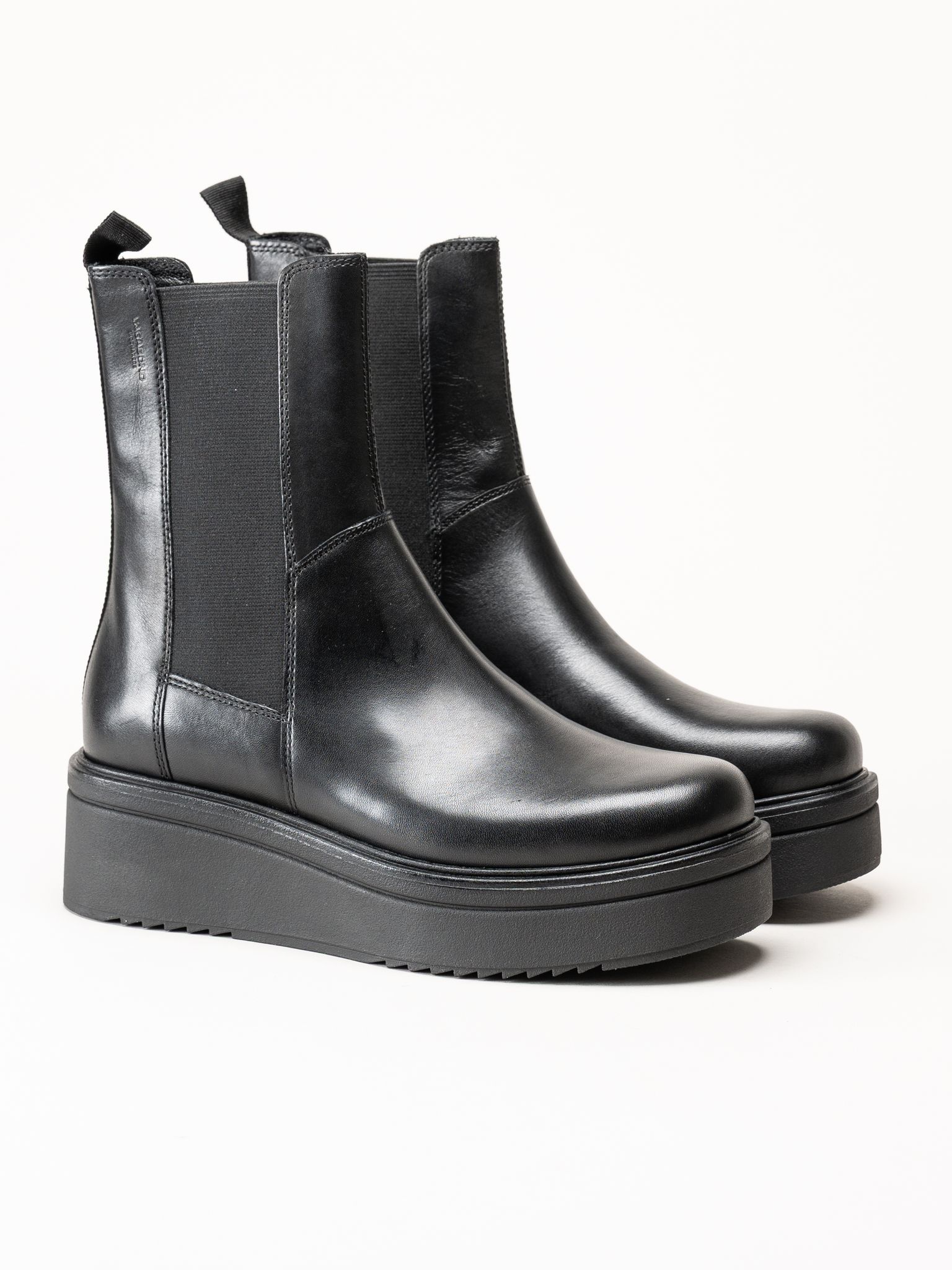 Vagabond - Tara - Svarta platåboots i skinn