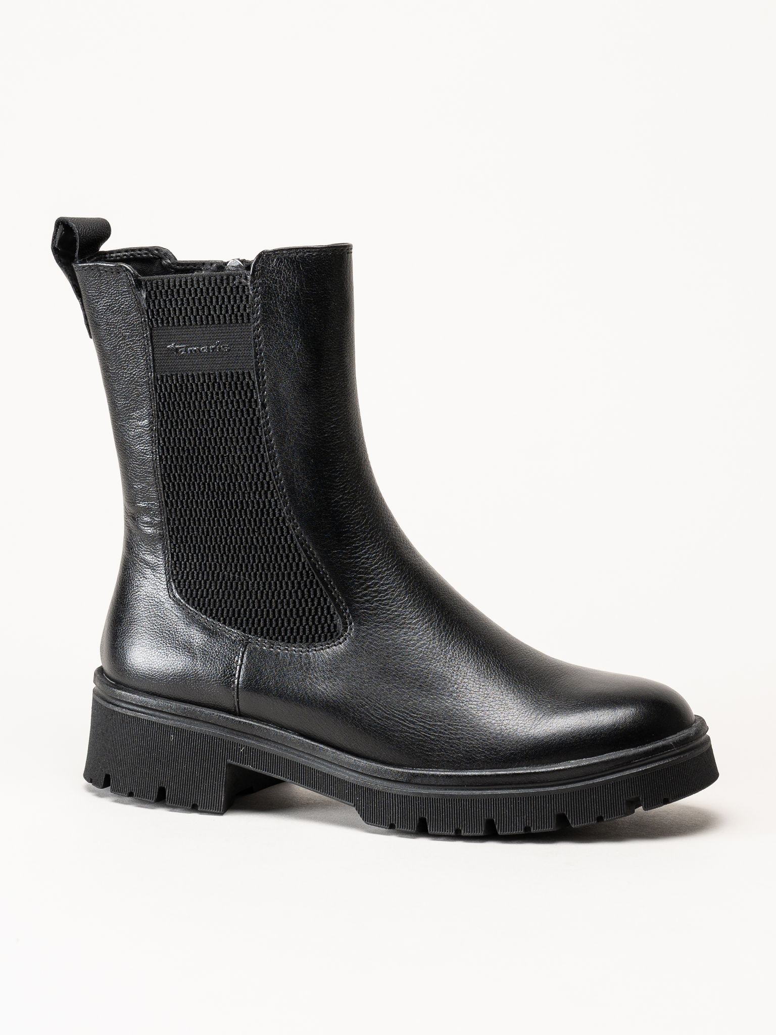 Tamaris - Svarta boots i skinn