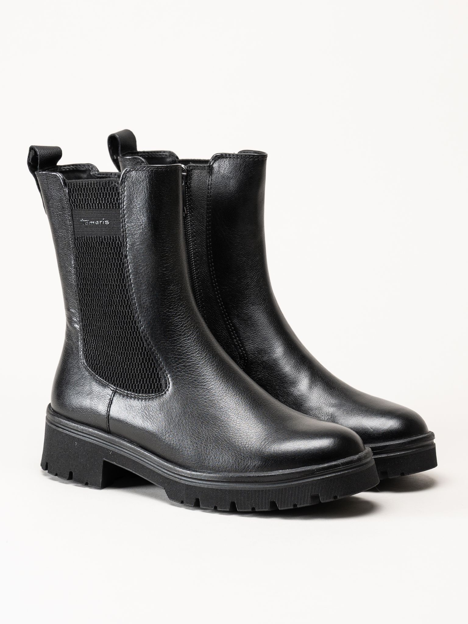 Tamaris - Svarta boots i skinn