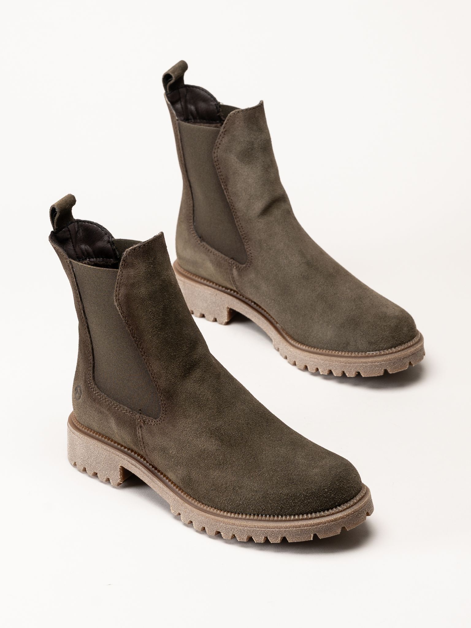 Tamaris - Olivgröna chelsea boots