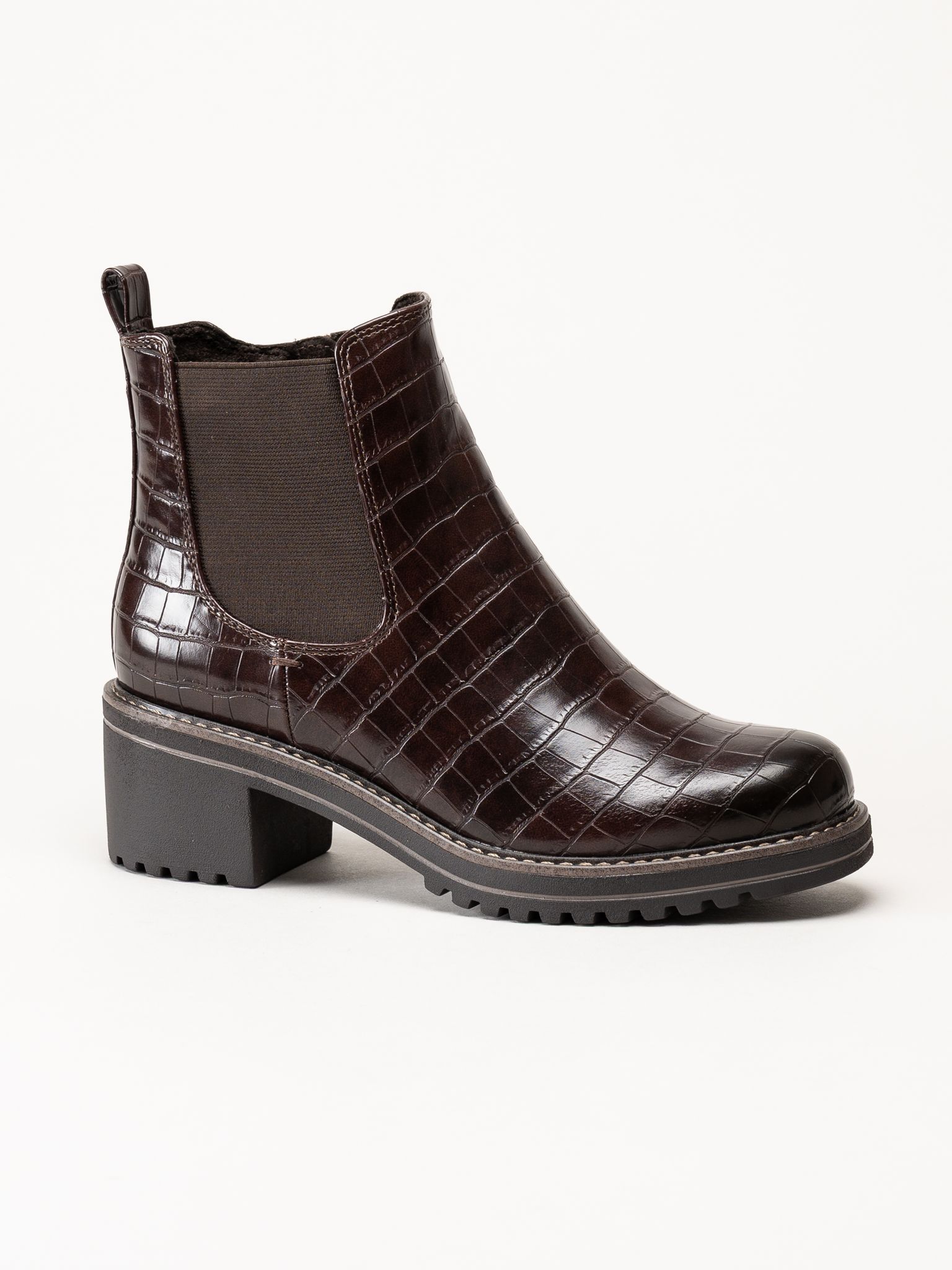 Marco Tozzi - Mörkbruna fodrade boots