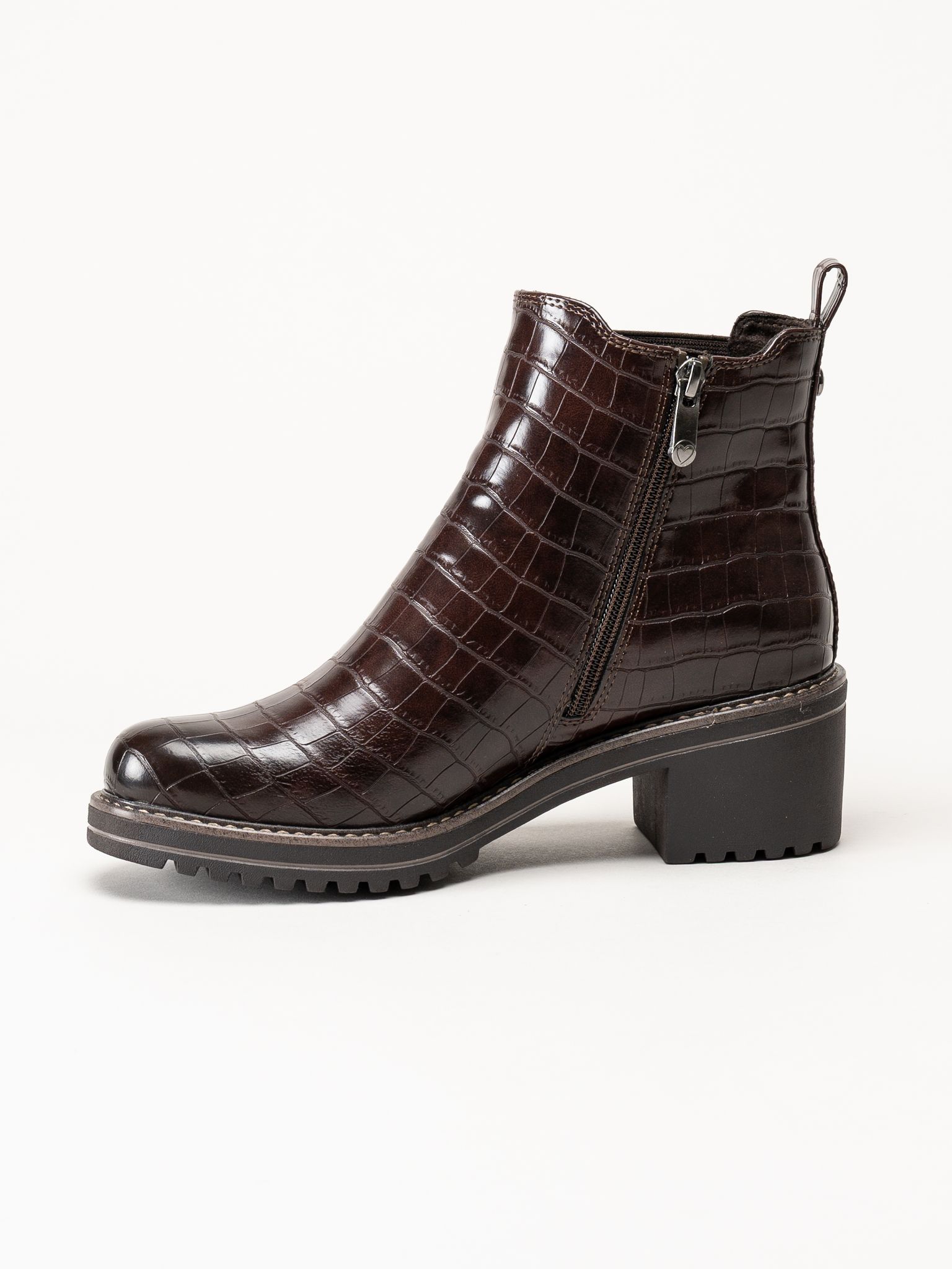 Marco Tozzi - Mörkbruna fodrade boots